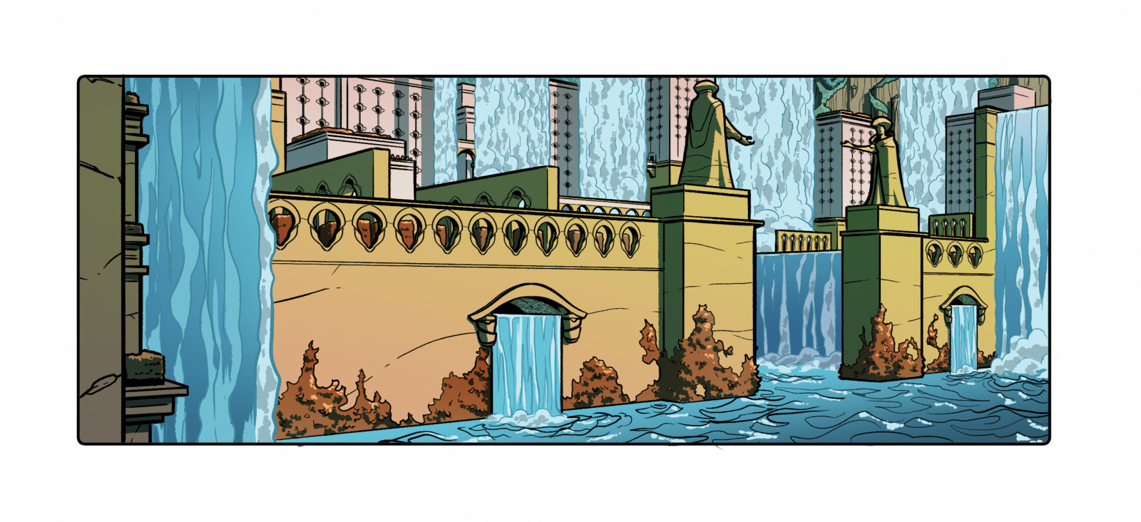 Basca is one of the many havens created for my Havens curriculum. This illustration is featured in my self-published work and is used as a foundation for my students to build upon. By setting the stage, my students can begin to embed their own characters, locations and services, and stories within it. By asking them to describe what the park or the market might look like within Basca, students already have a point of reference to create from.