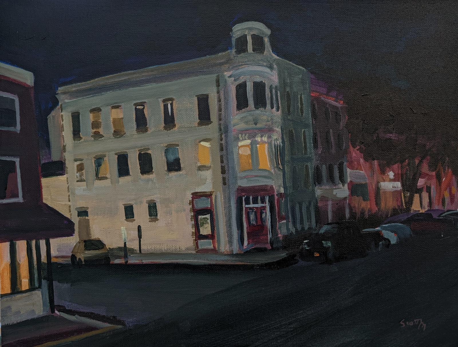 Plein aire painting of downtown Havre de Grace