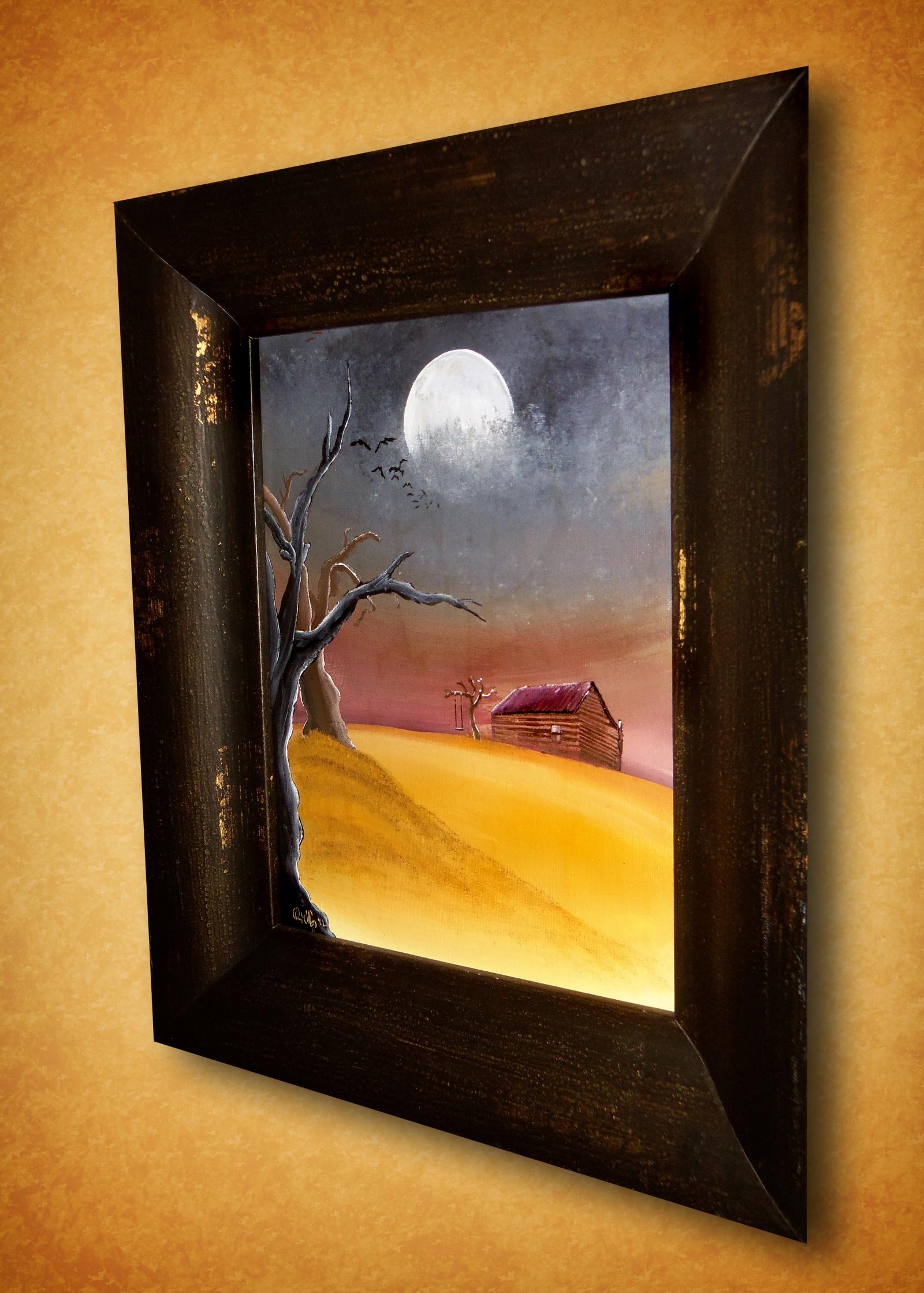 Acrylic dark landscape during the Great Depression. 