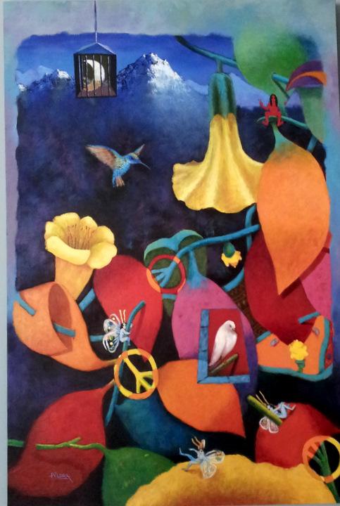 Represents the magic and beauty of Mother Nature, still giving us beauty even we destroy her, I trying to catch this surrealistic "momento" when the hummingbird kiss the flower in waning moon at the Andes