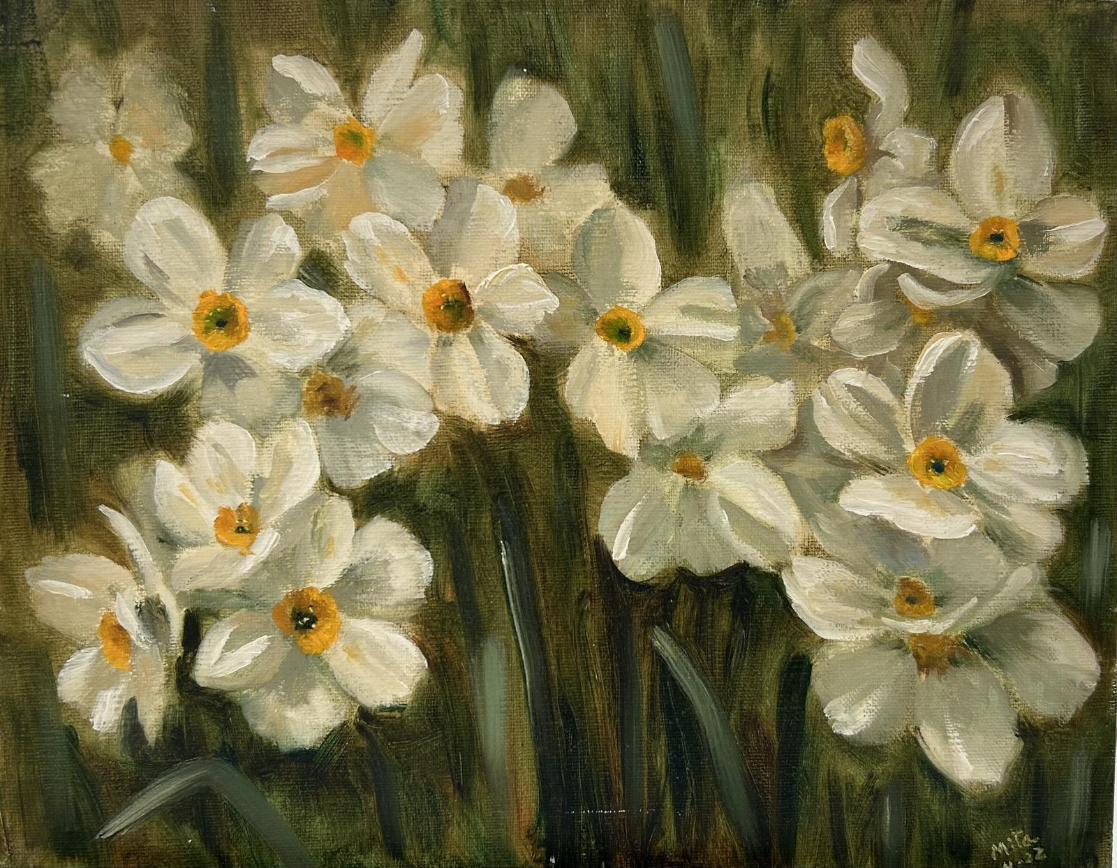 These Daffodils are plein air painting at the Brookside Gardens. I love to paint flowers and painting from life.