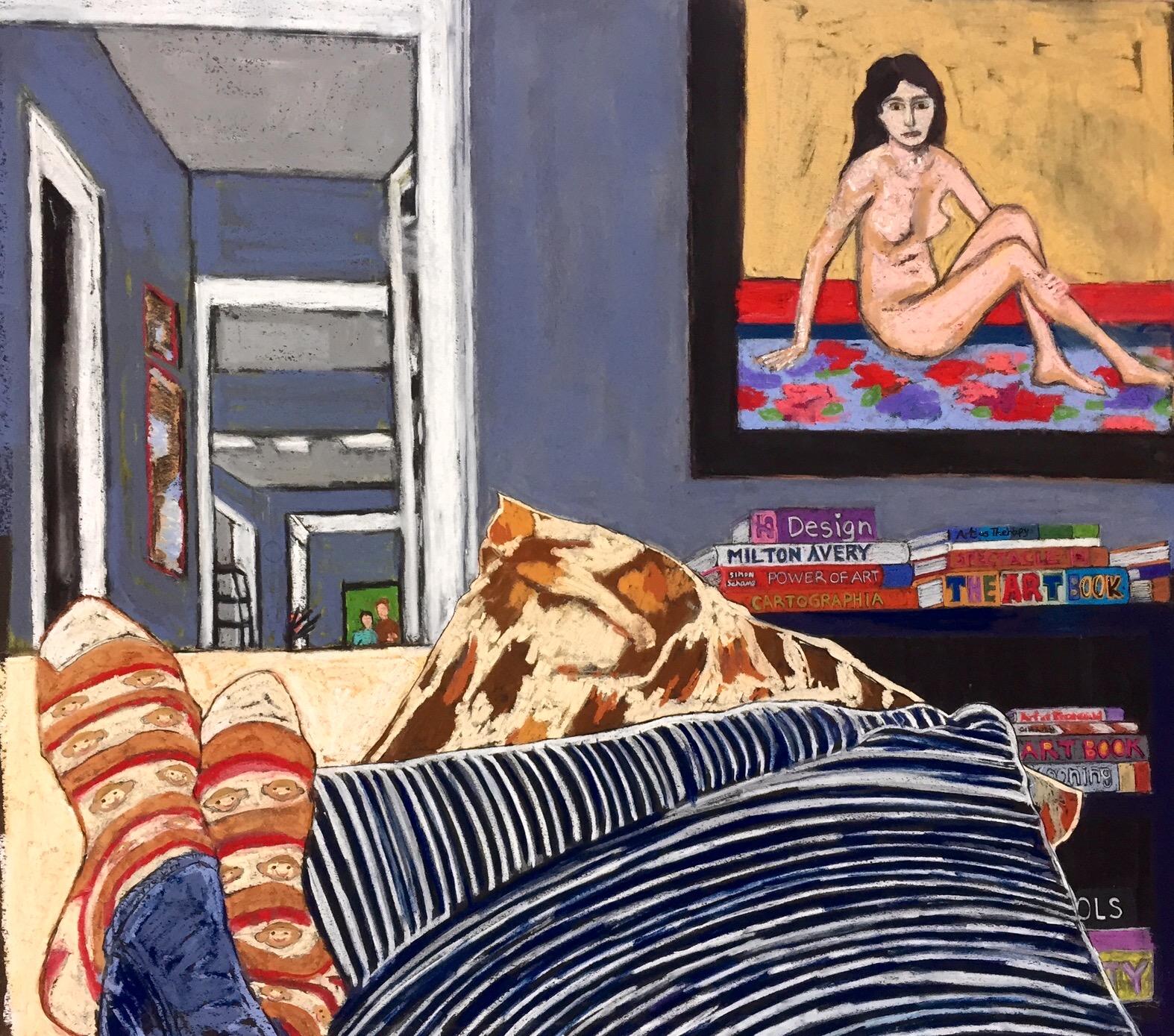 A winter day laying on the couch and drawing what I see.