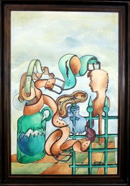 An interpretation of the Middle East false narrative, know for its corruption, lack of democracy and lack of true leaders. Broken chess pieces show the political stagnation, the ball in the bottle represents the impossible situation, all wrapped and caged in on the bare land of Labanon and Syria
