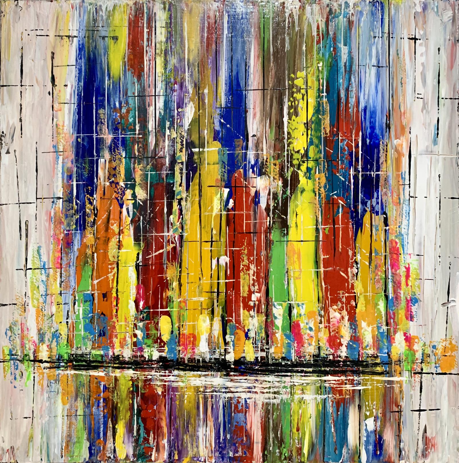 Abstract art depicting the liveliness of a downtown metropolis