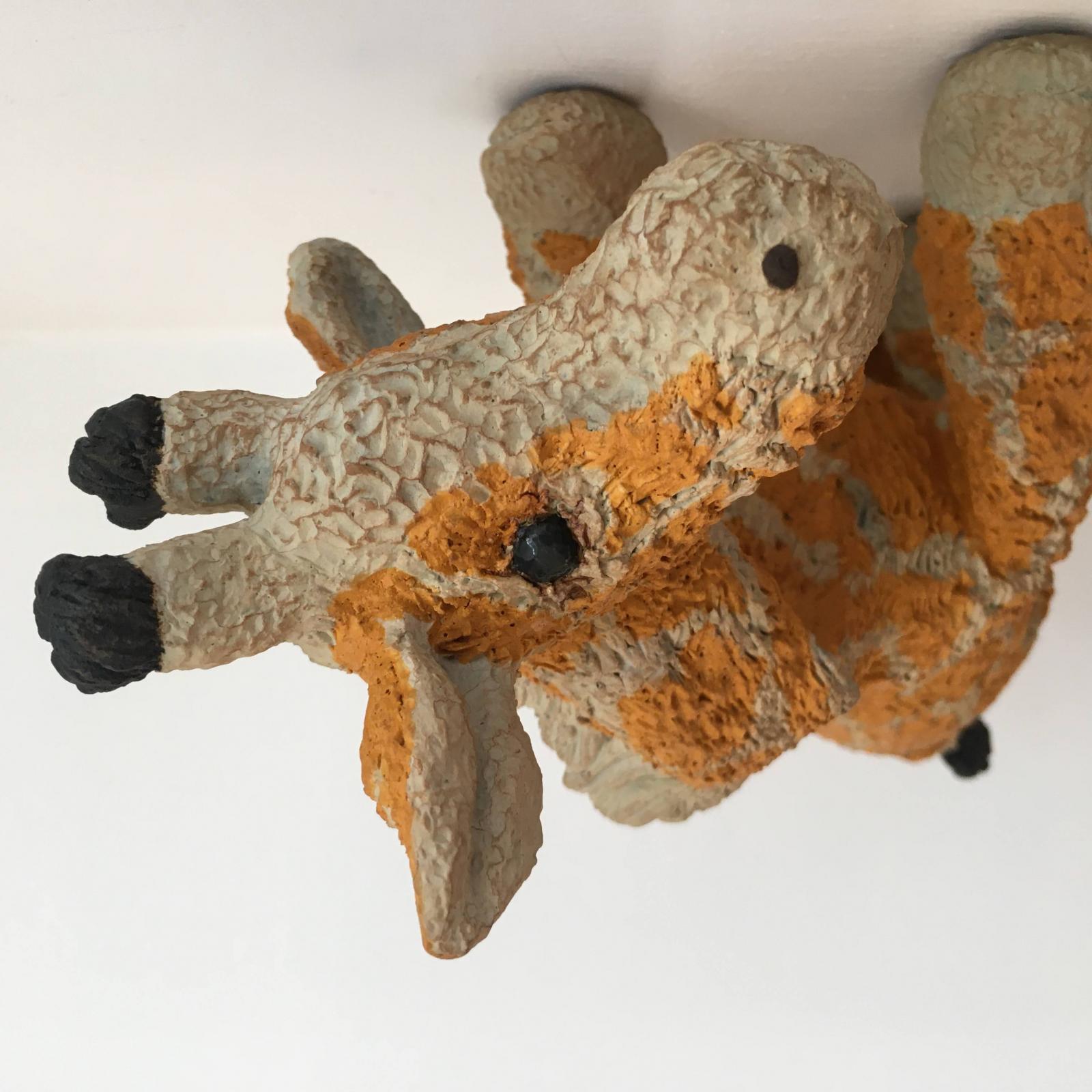 A ratty giraffe stuffed animal, from theBeloved Series - Love is an investment that goes beyond ease and aesthetics.
These sculptures are portraits of people’s “Velveteen Rabbit.” Raffy is my niece's stuffed animal. This series celebrates the symbolic, sentimental value of objects that have no other worth. It explores the ties between people and the material world, the transference of memory and emotions onto objects and the comfort they provide. For our love of this world goes beyond what has a beating heart.
“Generally, by the time you are Real, most of your hair has been loved off, and your eyes drop out and you get loose in the joints and very shabby. But these things don’t matter at all, because once you are Real you can’t be ugly, except to people who don’t understand.”
– The Velveteen Rabbit