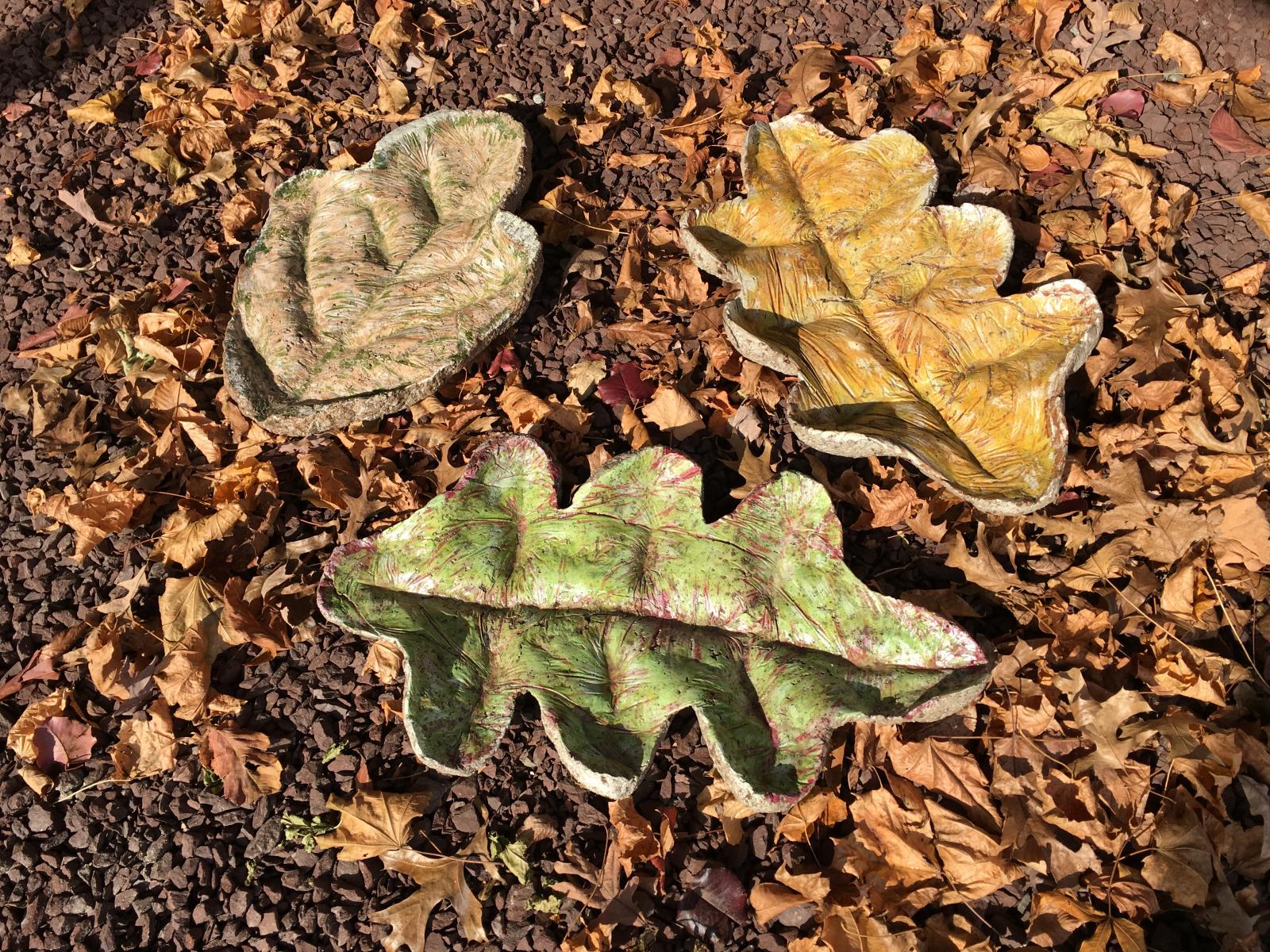 Hypertufa garden leaves