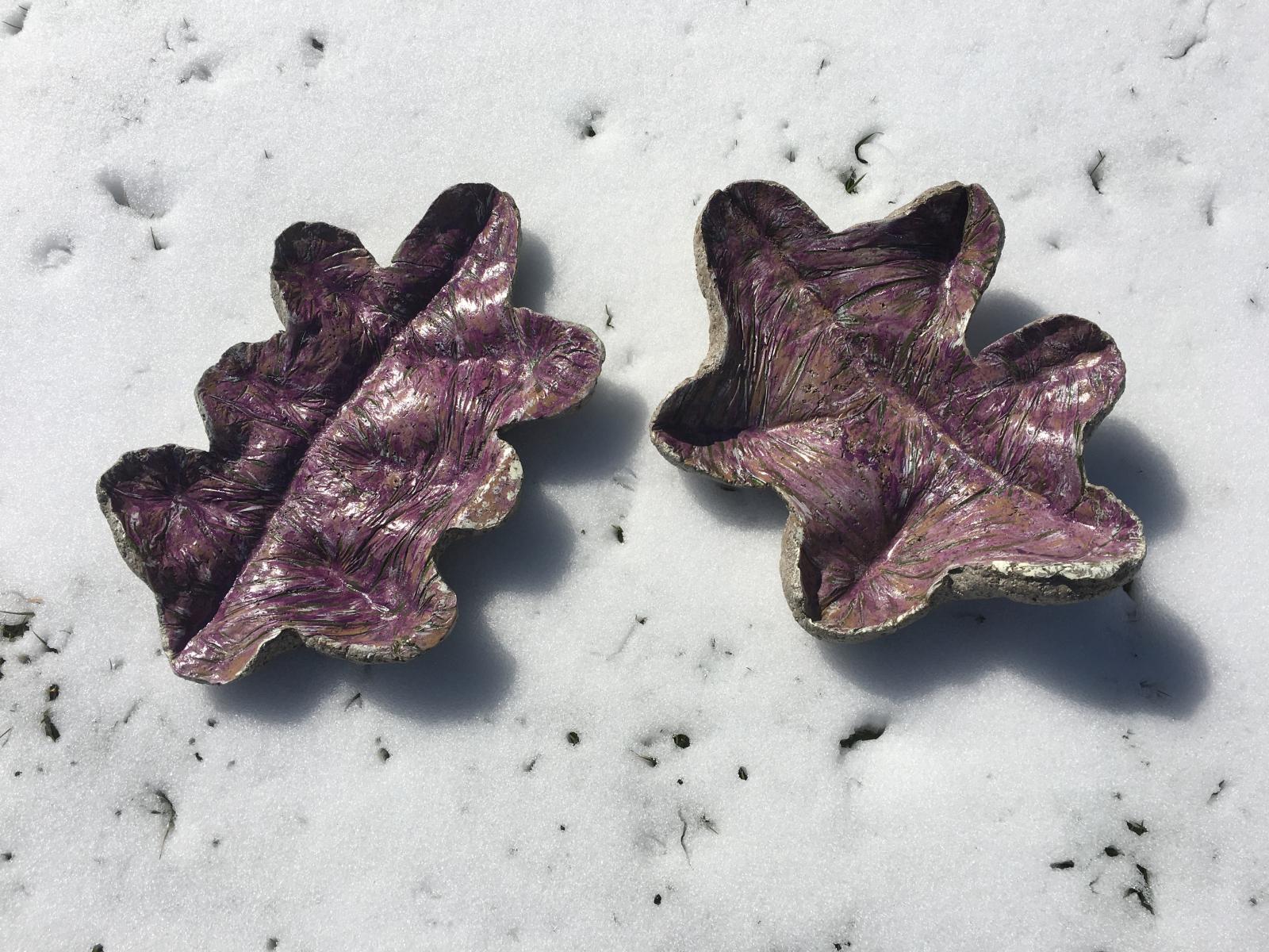 Hypertufa garden leaves