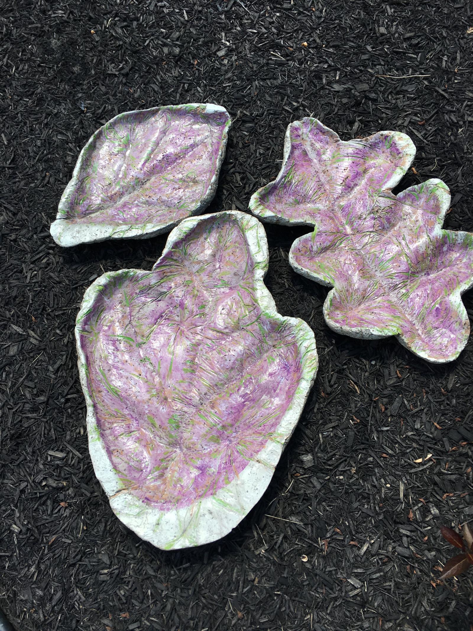 Hypertufa garden leaves