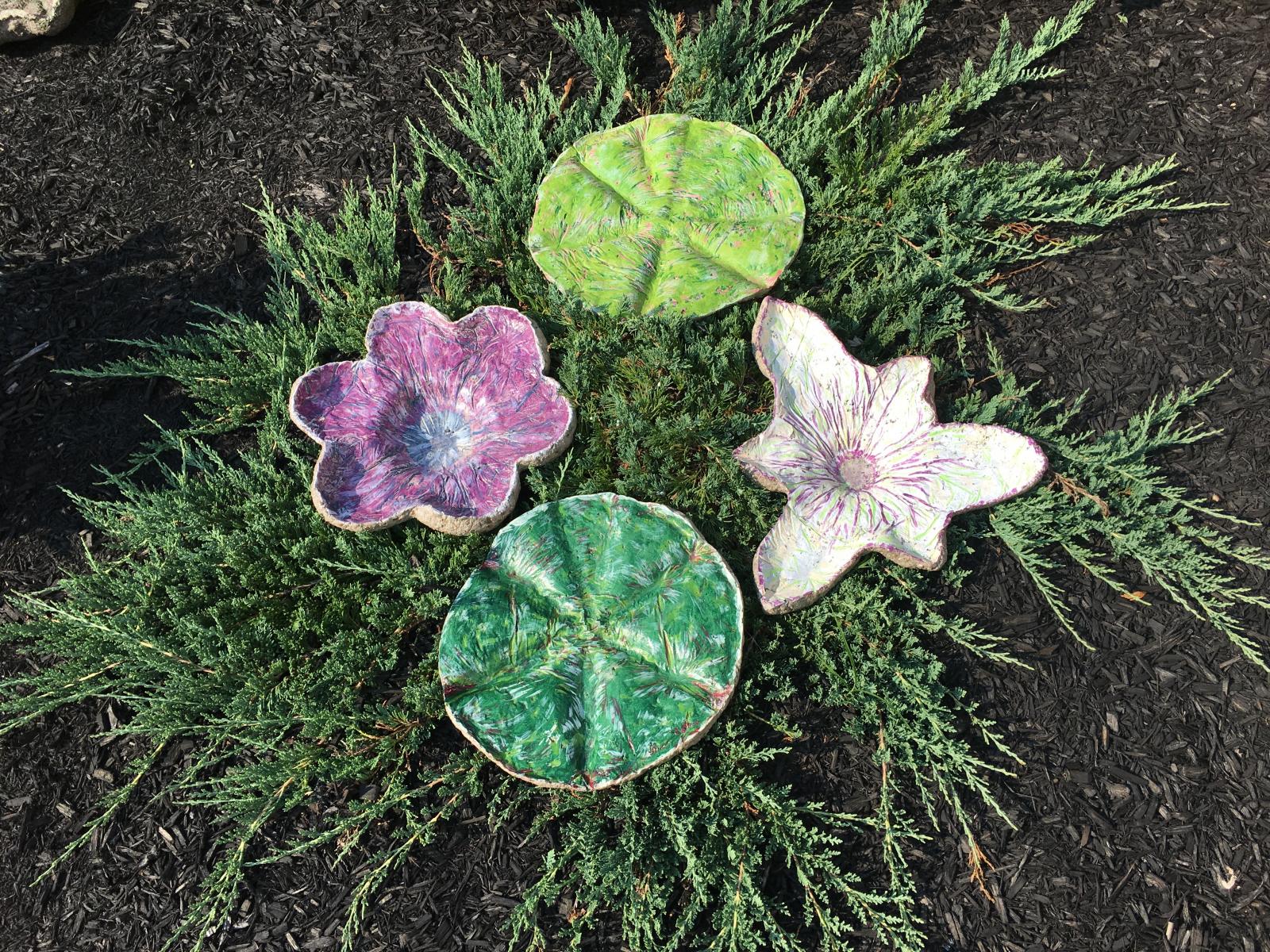Hypertufa flowers and lily pads