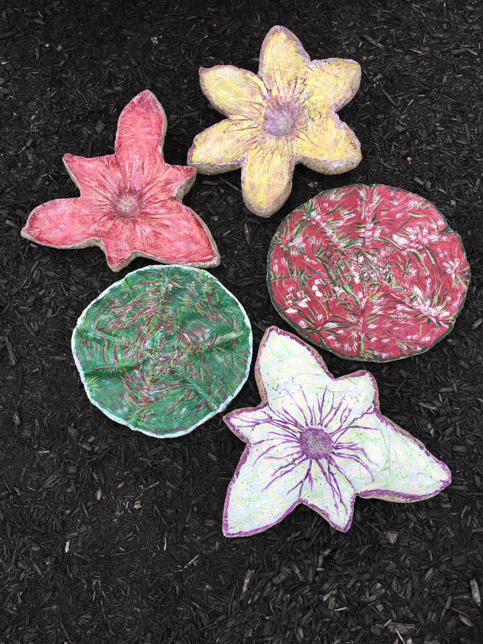 Hypertufa flowers and lily pads