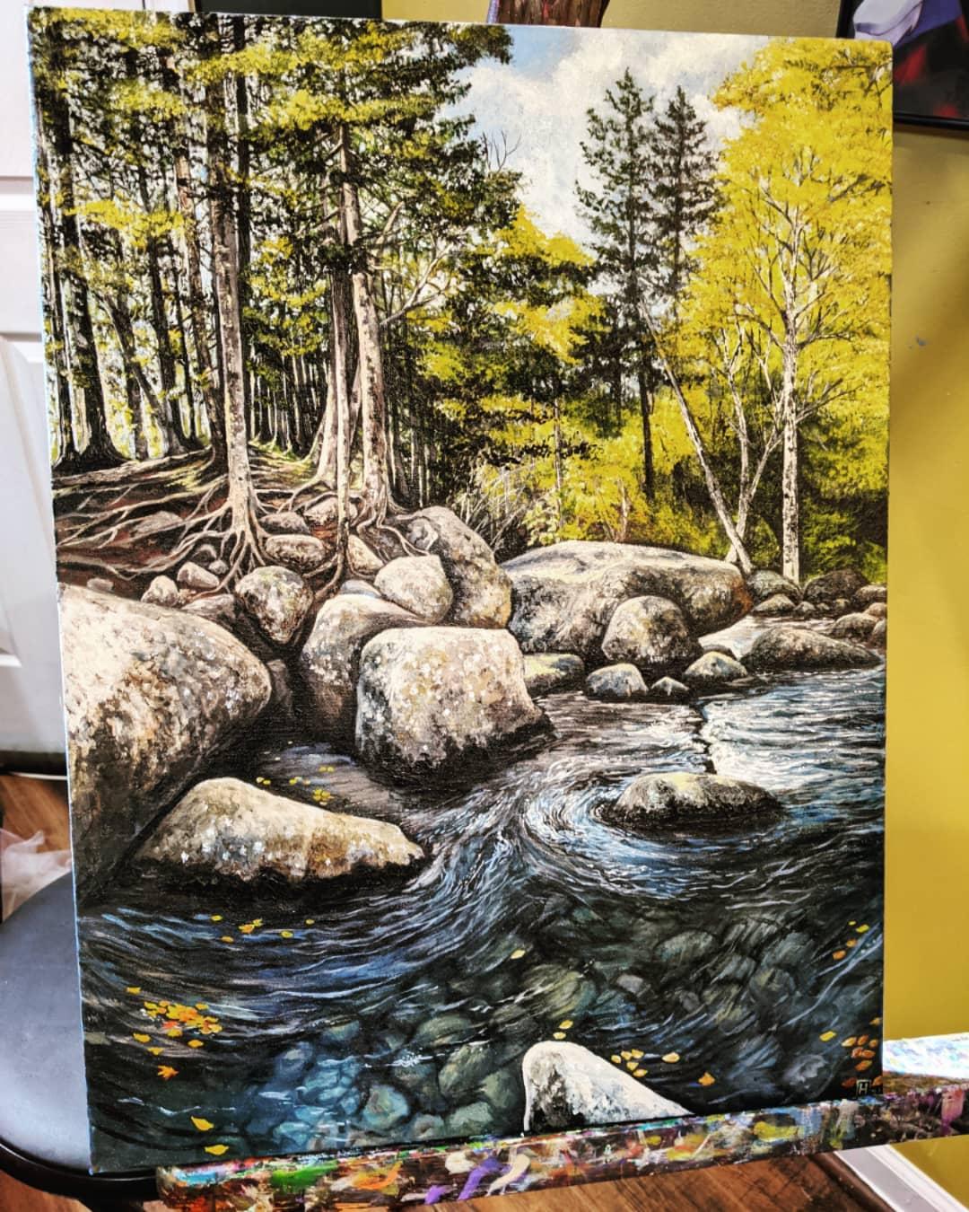 A scene of Baxter State Park in Maine during the changing seasons.