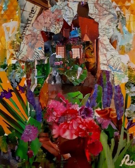 Collage painting series based on Langston Hughes book of poetry Dream Keepers and the beauty he saw in his black community and people with so much potential and life it literally blooms from them.