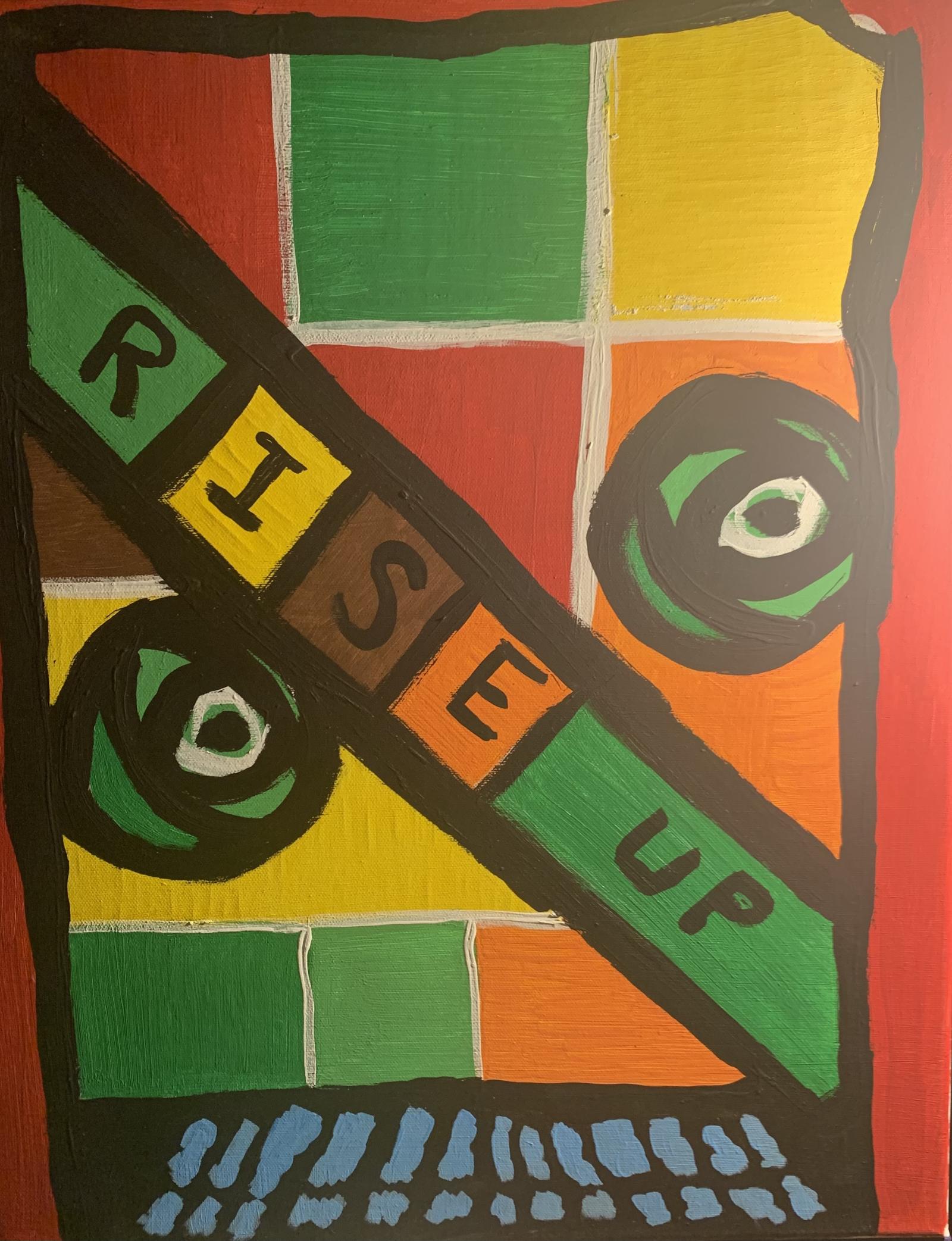 12X16 white stretch canvas. Acrylic 