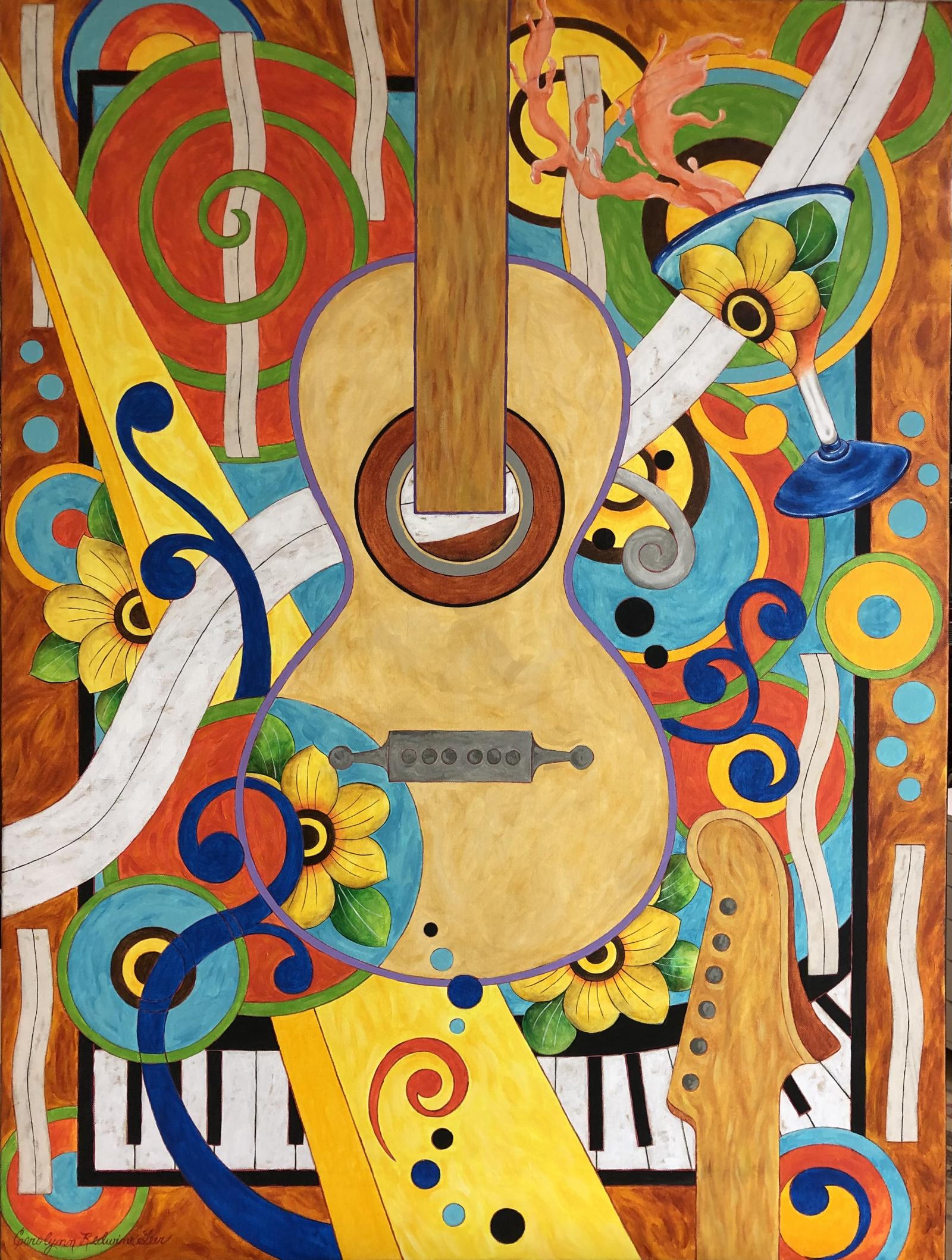 Musical instrument themed painting