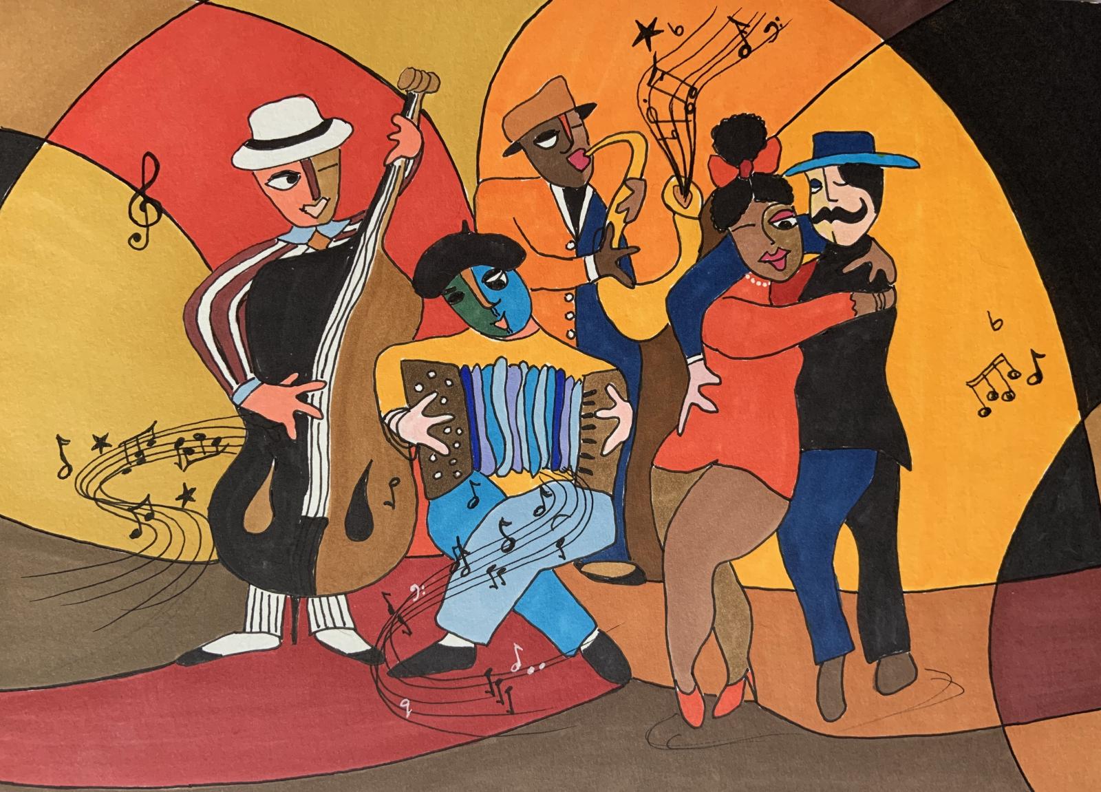 When I drew this piece, I was thinking all along about the unifying power of music.