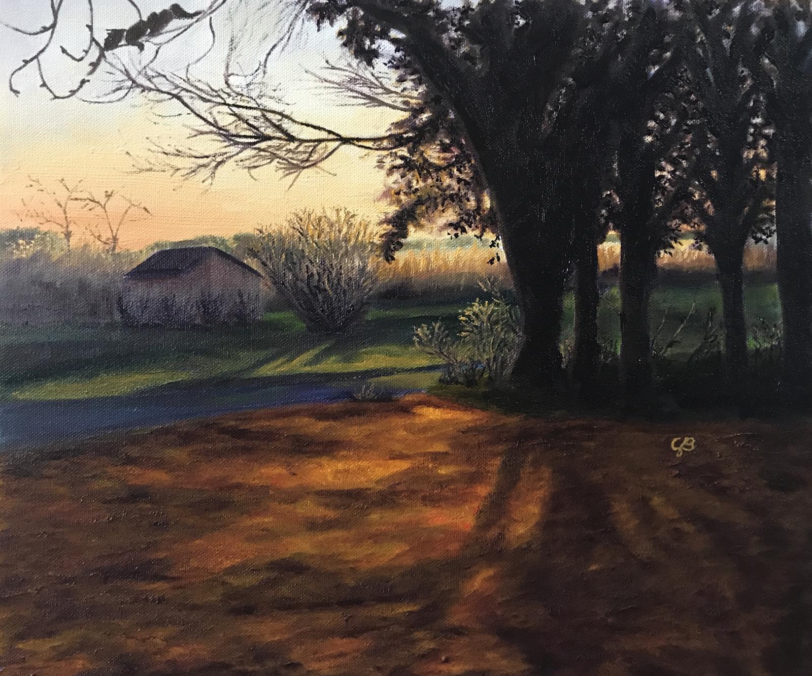 Landscape at sunset, the first in a series of the beautiful sunsets that can be seen on the eastern shore of Maryland