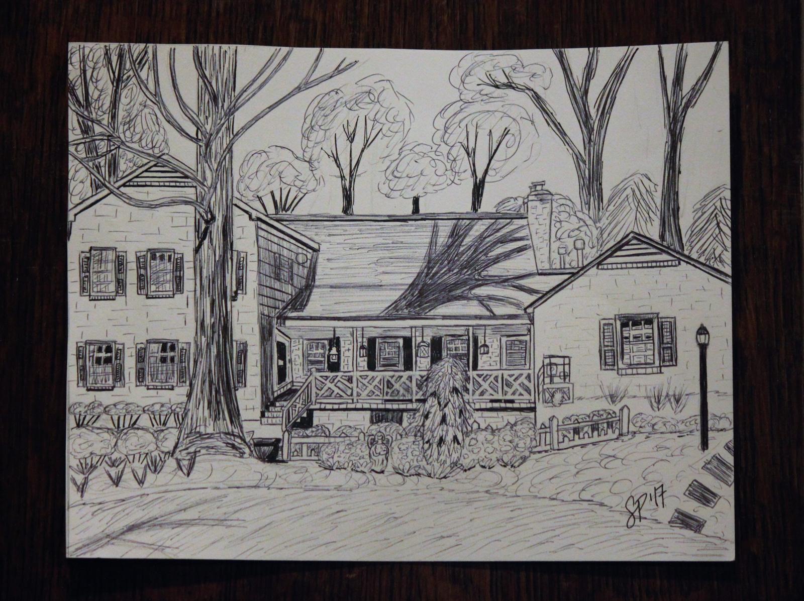 Architecture drawing of a Bed and Breakfast