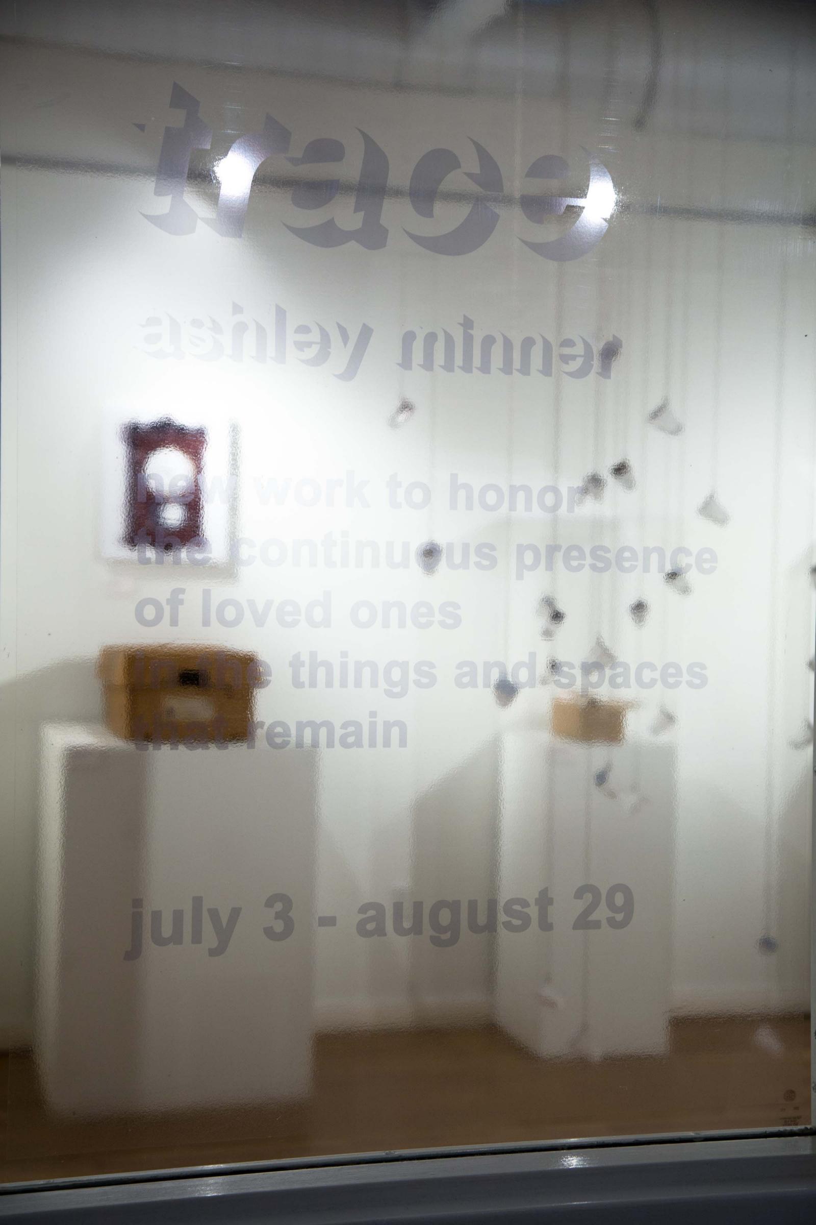 Trace: The Presence in Absence, "New work to honor the continuous presence of loved ones in the things and spaces that remain." This was an installation at The Delaplaine in Frederick, Maryland, July 3 – August 29, 2015. "Haunting is a part of my everyday life. I live with ghosts in a house where time travel is possible. I make artists books, drawings, collages, and mixed media installations inspired by my loved ones who have passed away, in honor of their continuous presence in the things and spaces that remain. My work mitigates the grief associated with death and loss. It reminds us that indeed, life goes on." 