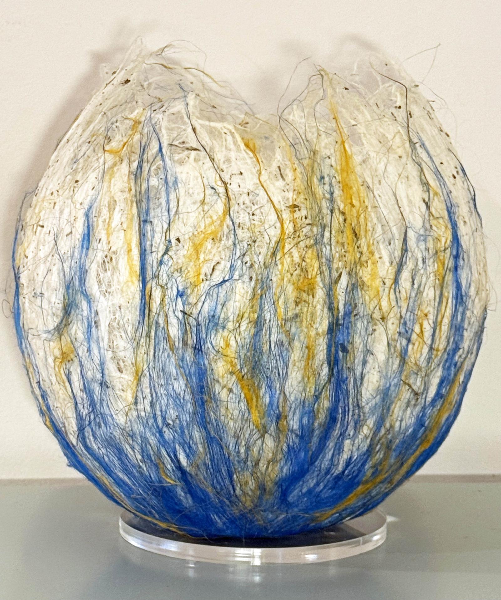 Fiber sculpture made of flax fiber, beeswax, sage, rosemary