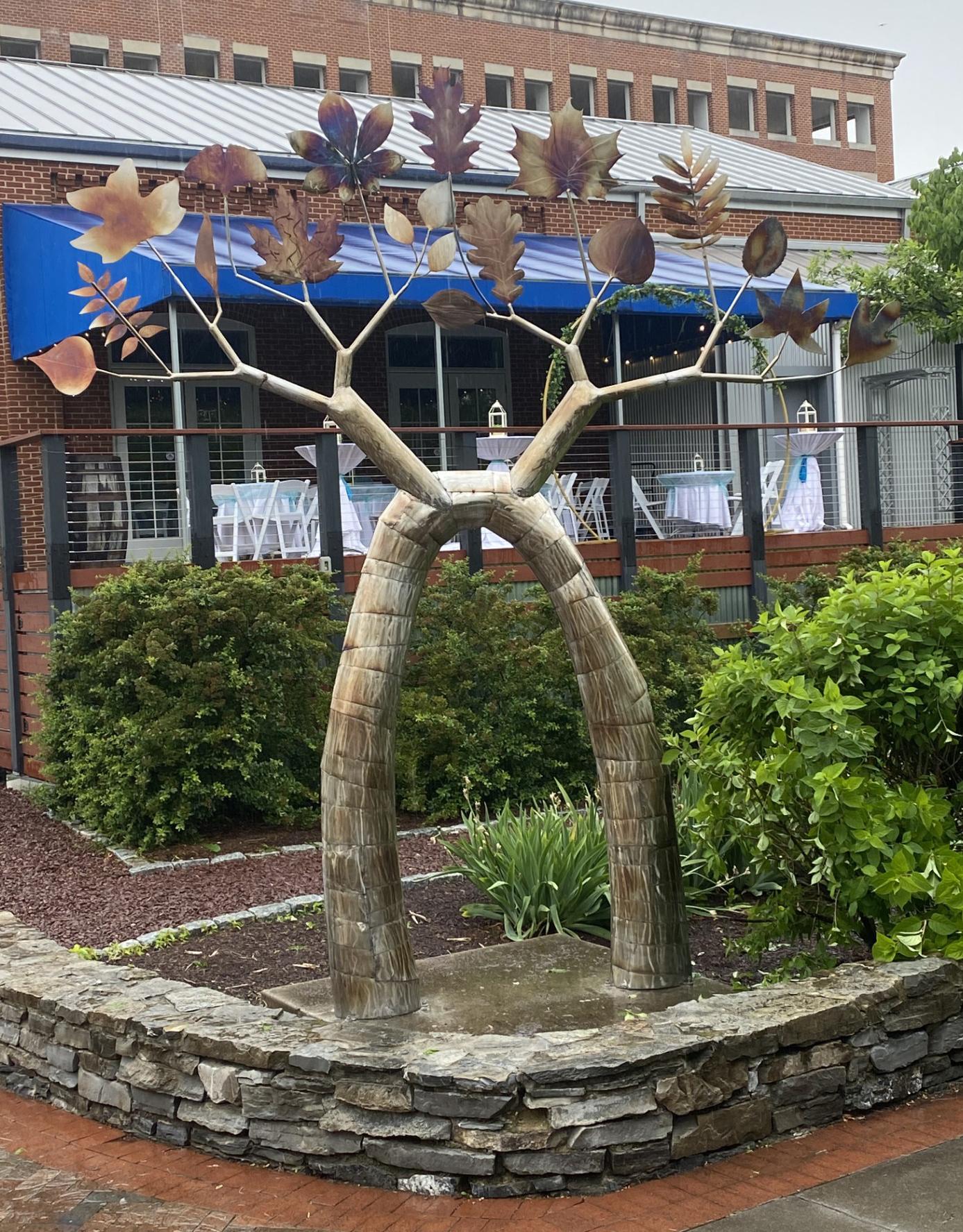 Large public sculpture at the Delaplaine Art Center garden, Frederick MD
