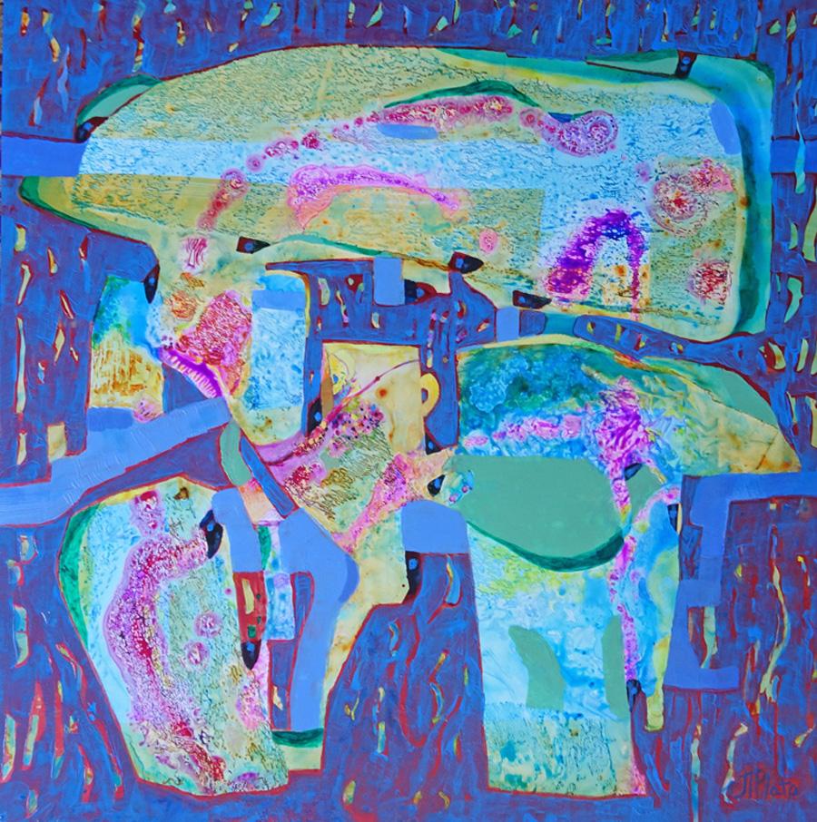 This art is an imaginary painting using liquid acrylics on Yupo paper.