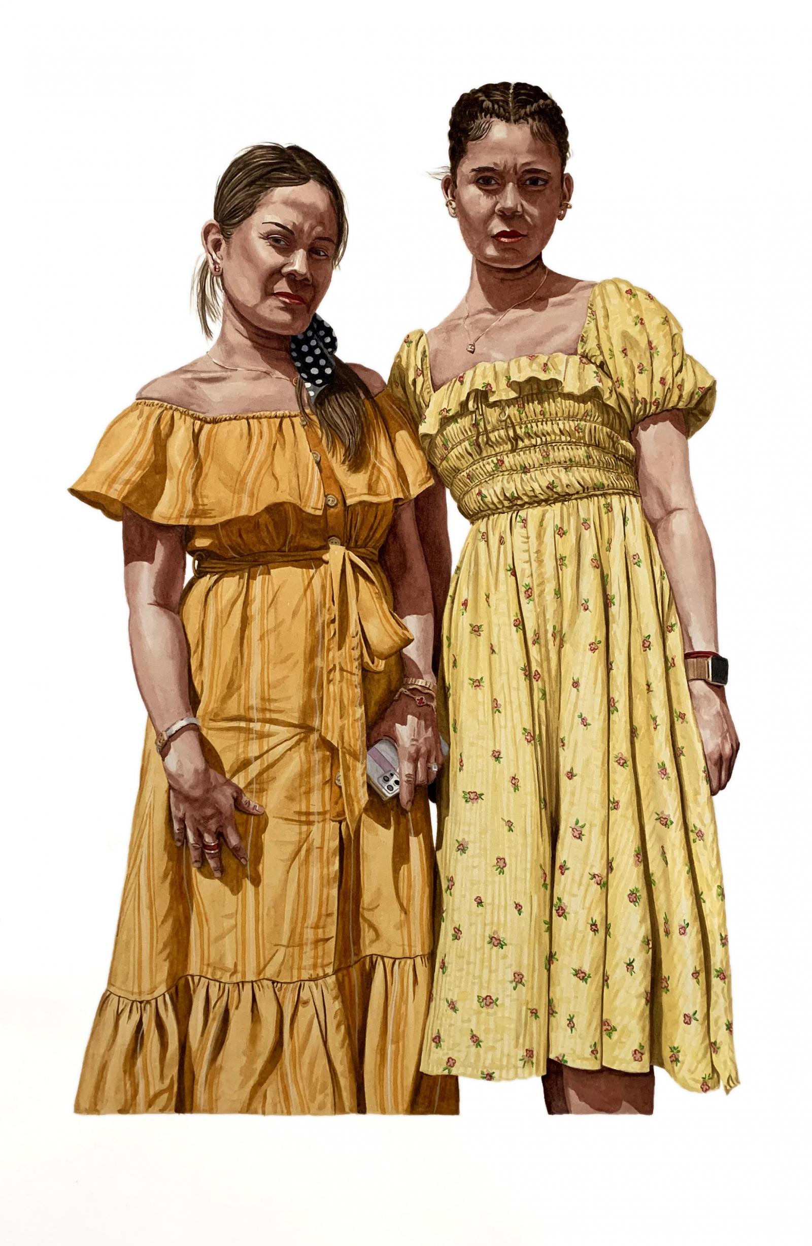 Part of my "2 by 2" series of watercolors of couples I meet in public spaces who are willing to by photographed on the spot 