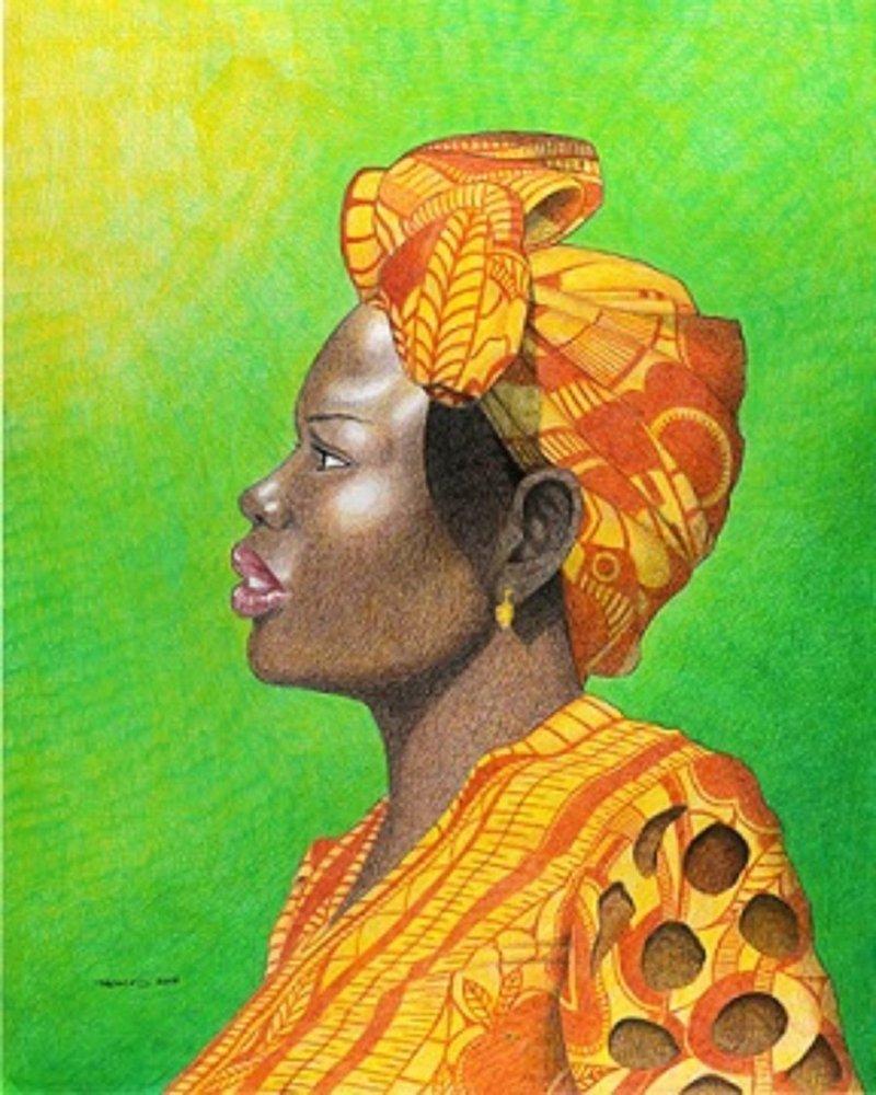This is a depiction of a beautiful African woman.