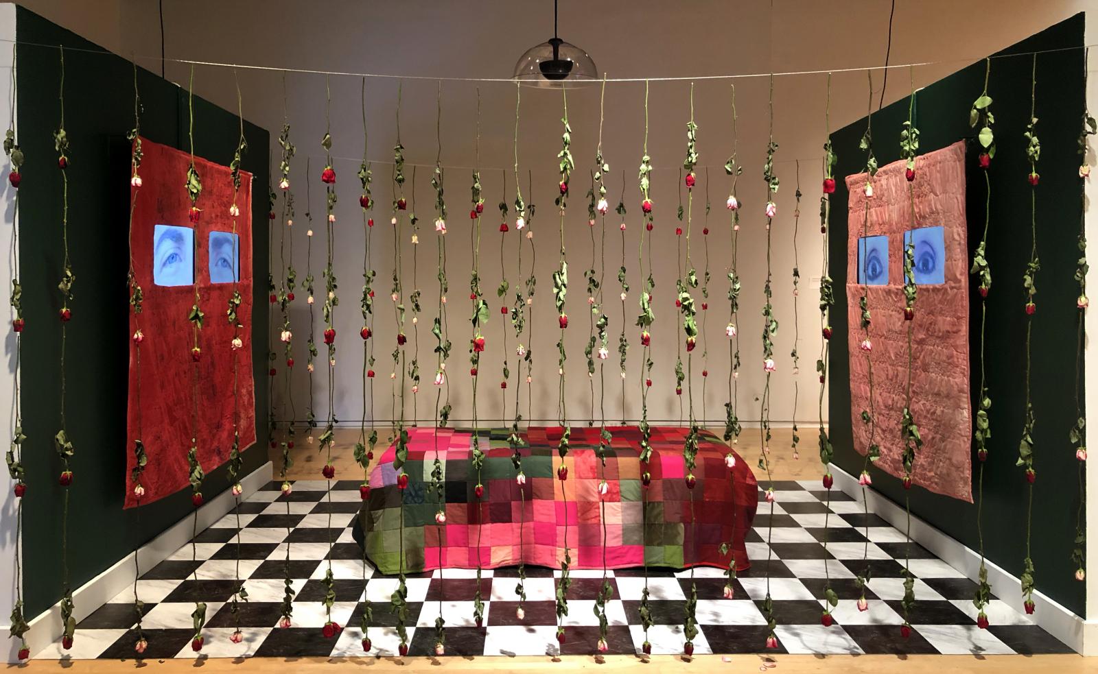 Sub Rosa: La Casa de Beatriz Cabrera is a multimedia room installation representing a conversation taking place between a mom and daughter exposing family lineage, the role of caretaker, and motherhood. 