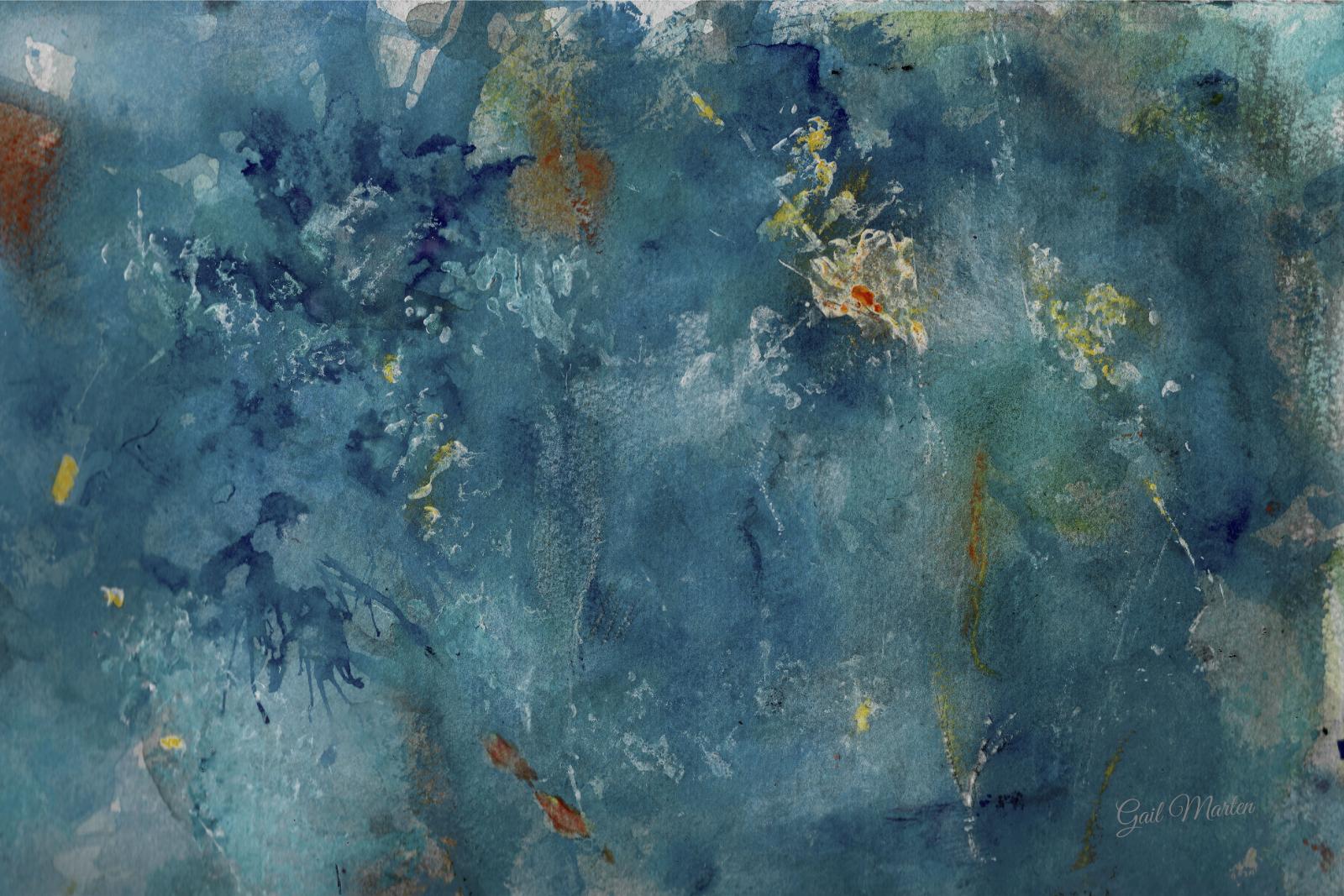 Expressive abstract composed of vibrant blue