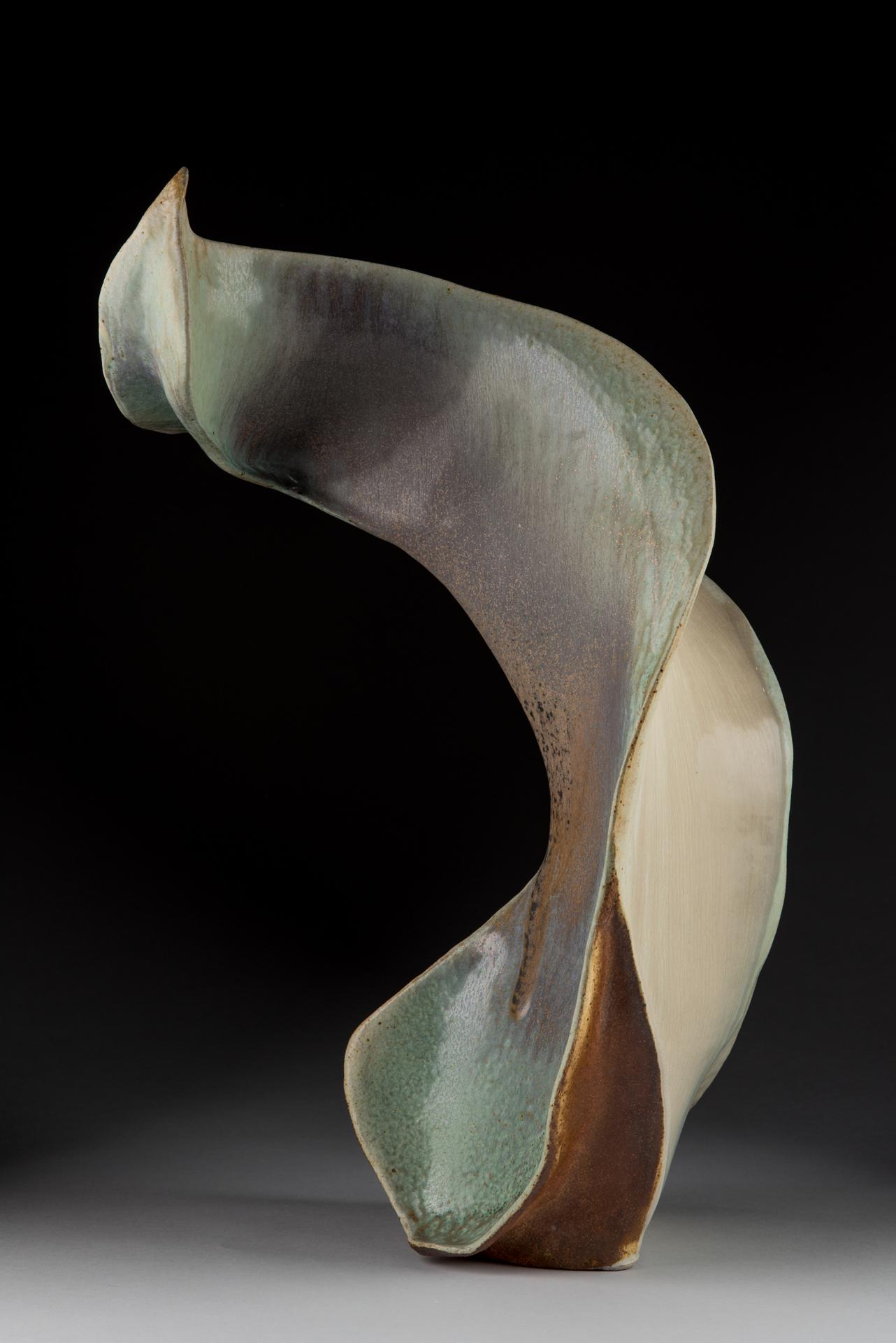 Handbuilt from stoneware clay, sprayed glaze, wood fired to cone 10 in Noborigama kiln