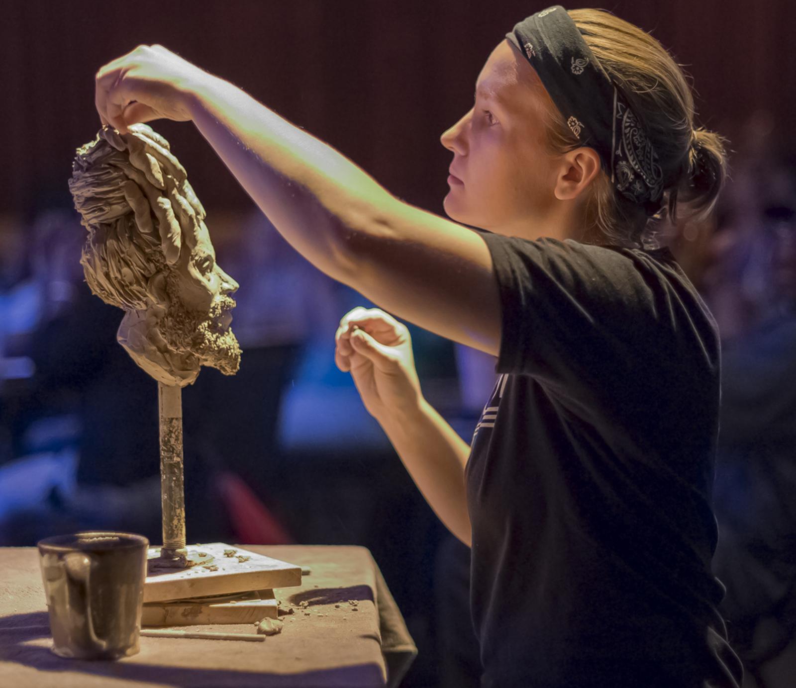 Photo Documentation of live sculpting a portrait of Brent Birckhead at Creative Alliance in 2019.