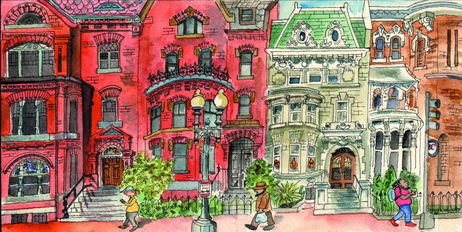 Sketch of Logan Circle houses.