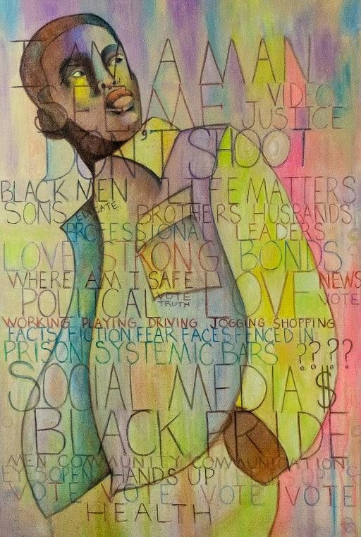 This piece was a direct response to the George Floyd Killing in 2020. As a mother of 2 sons, I feel they need to constantly look over their shoulders to ensure their safety.