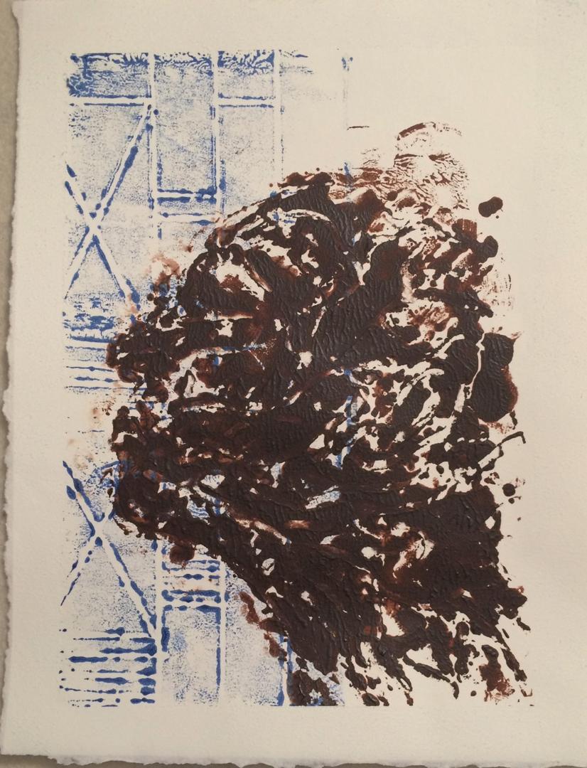 This is a MONOPRINT based on the last words of George Floyd... a call out to his Mother. I was making a series of monoprints at the time. This print seemed to be a response to his last utterances. There are a few other versions, but each print is different.