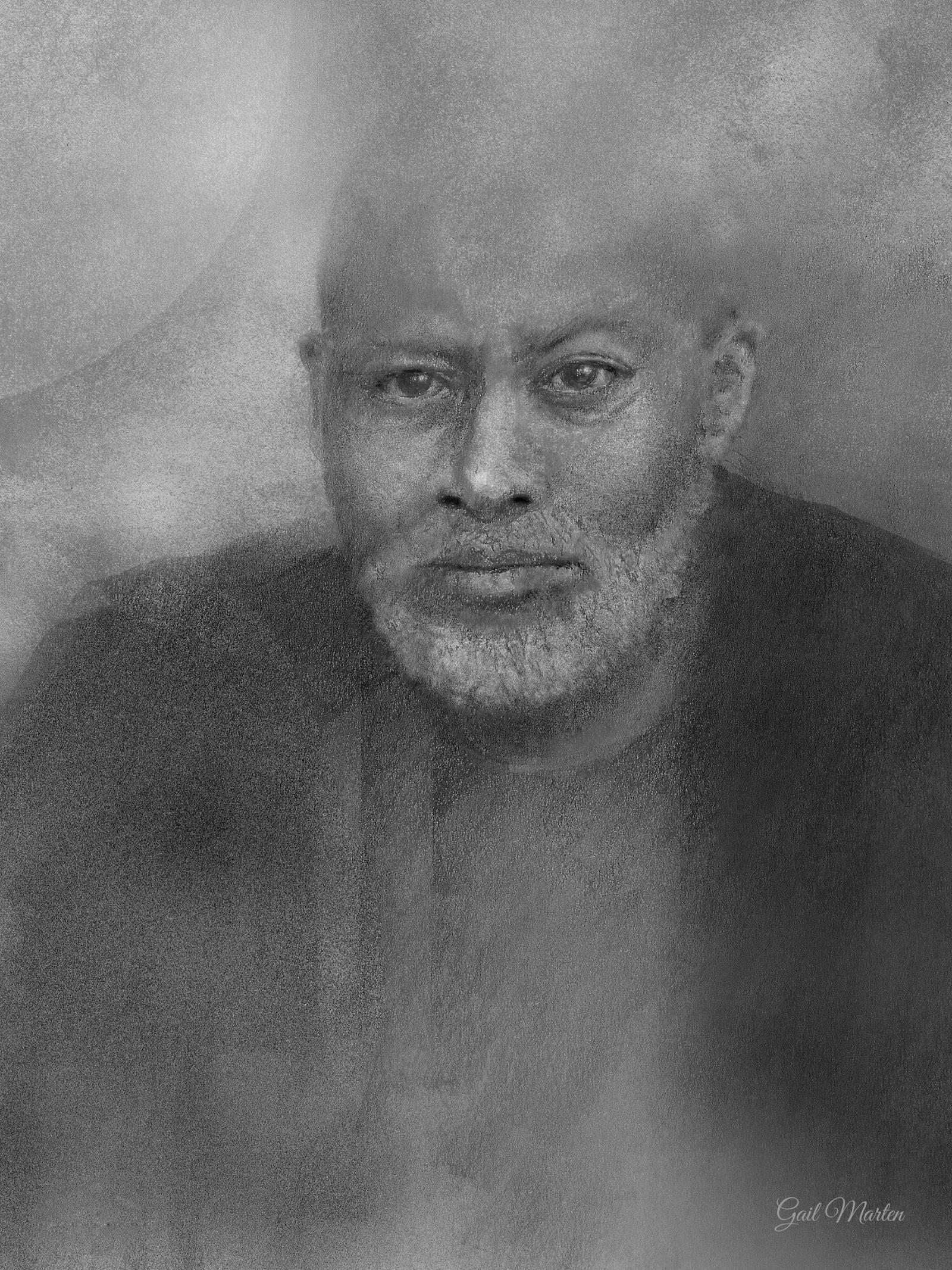 intense portrait of a man of the arts