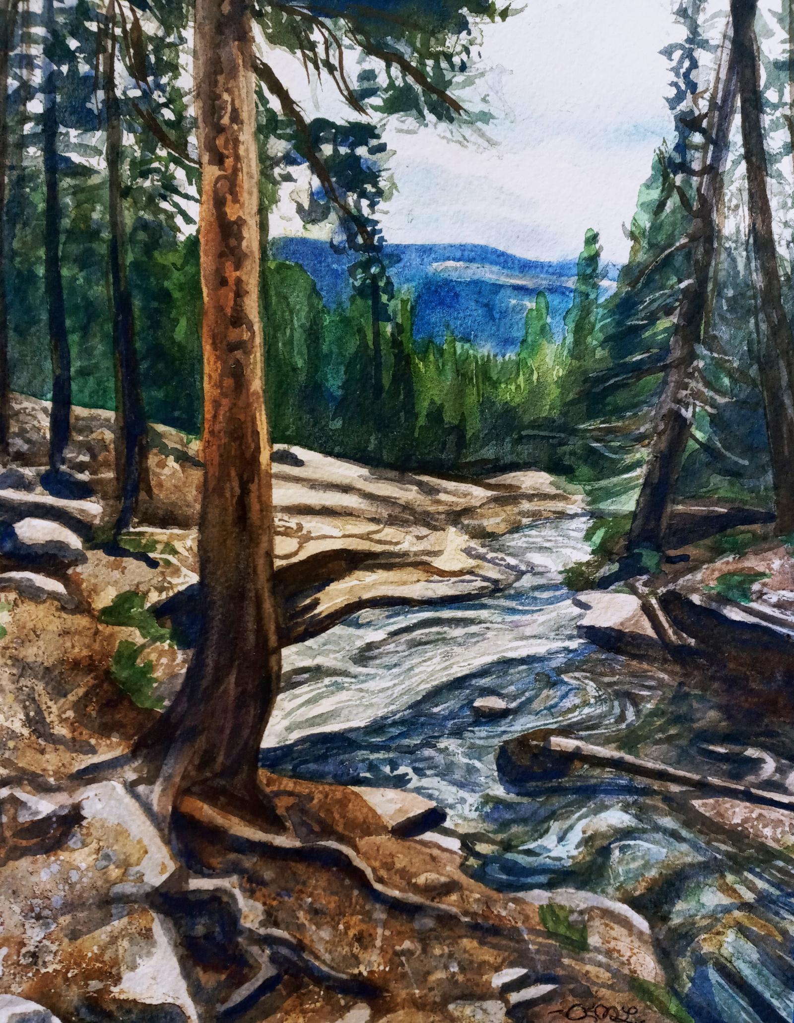 A scene of Provo Falls, Utah in the Uintah mountains