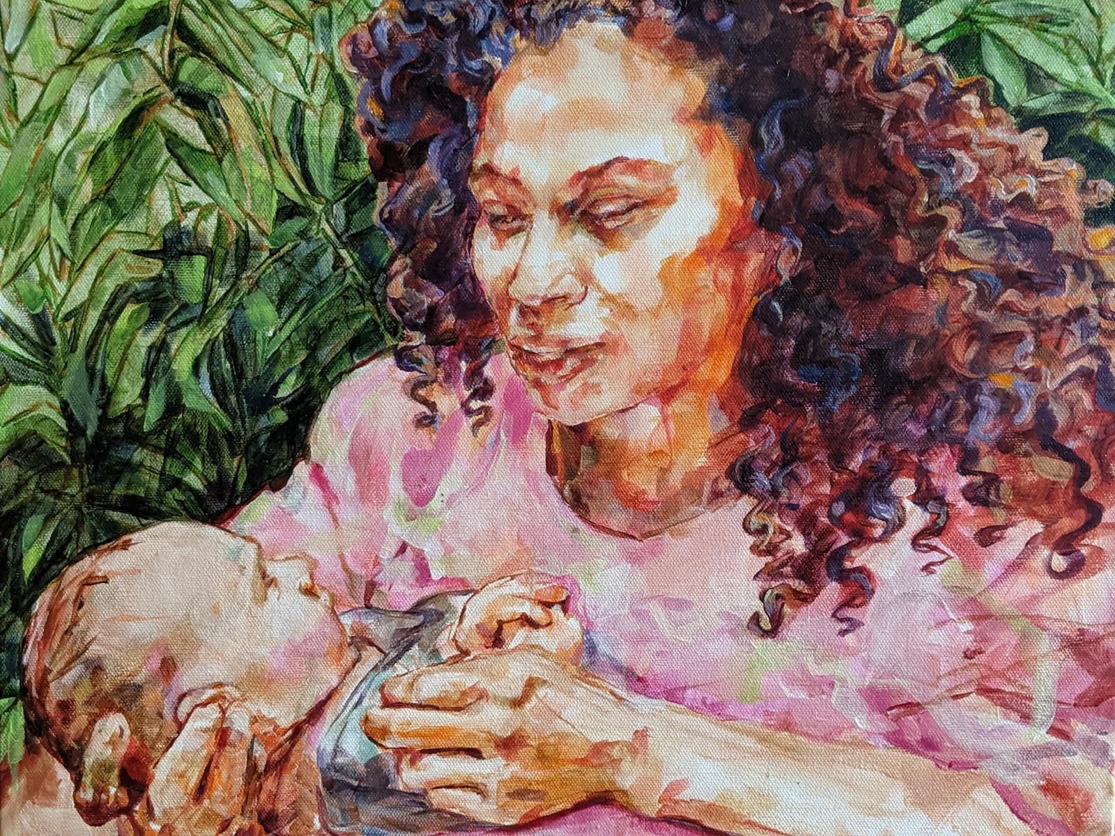 Commissioned portrait of an Auntie and infant