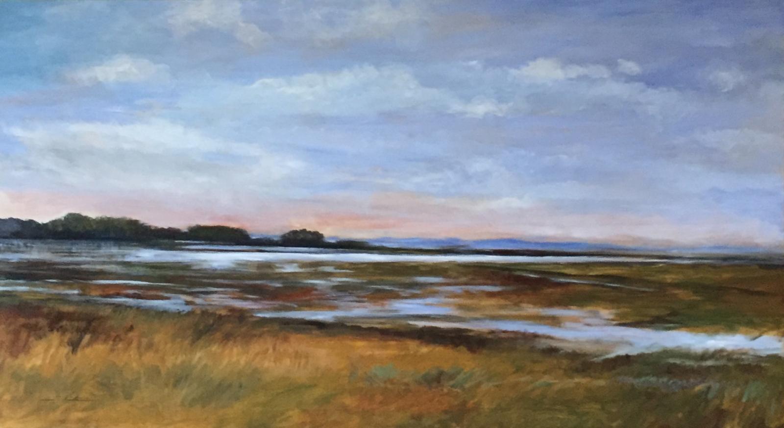 Acrylic painting of Indian River Bay marshlands in Bethany Beach, DE