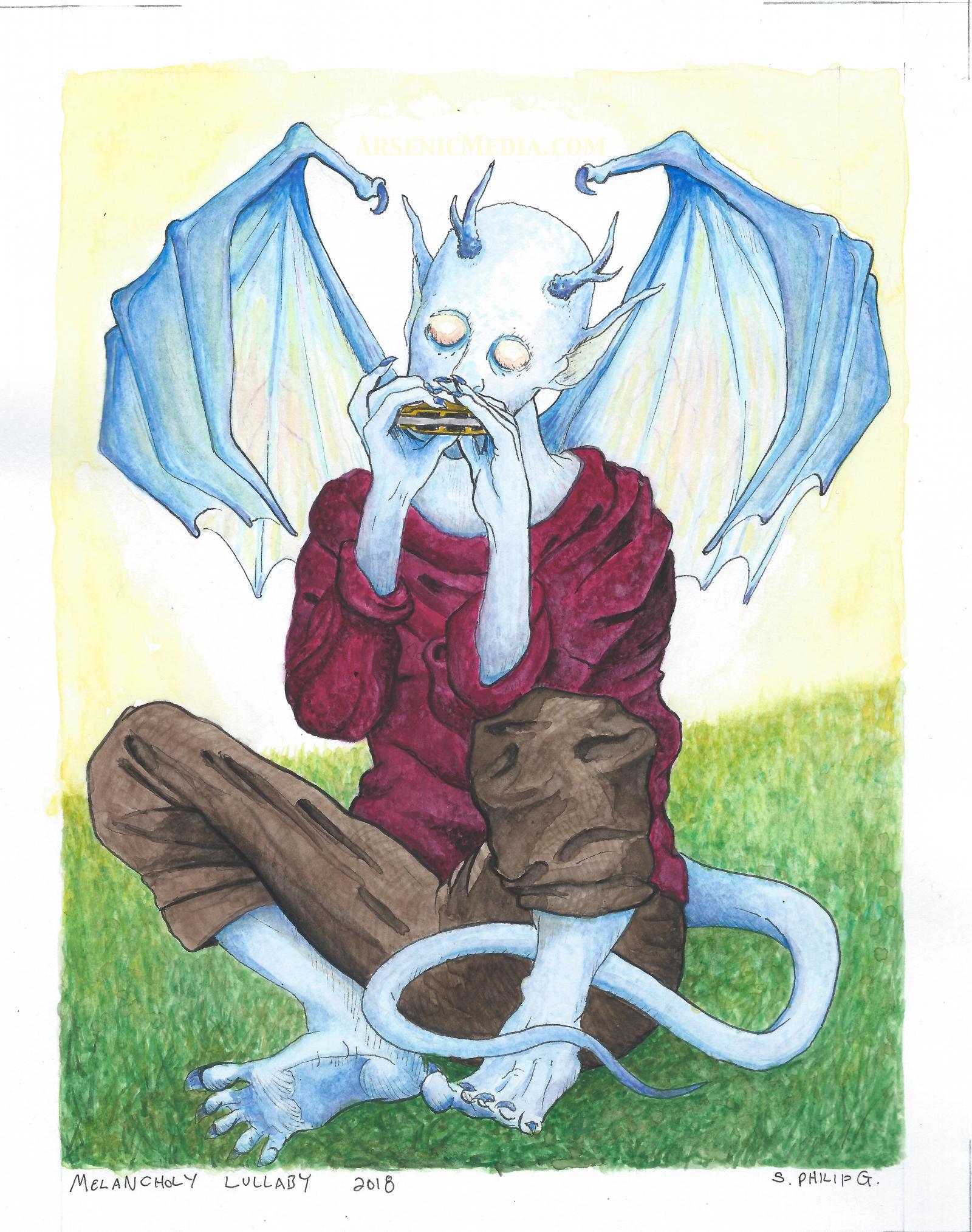 This illustration features a character I created named Vassago. I wanted to show that despite his appearance, he is a gentle and kind soul.