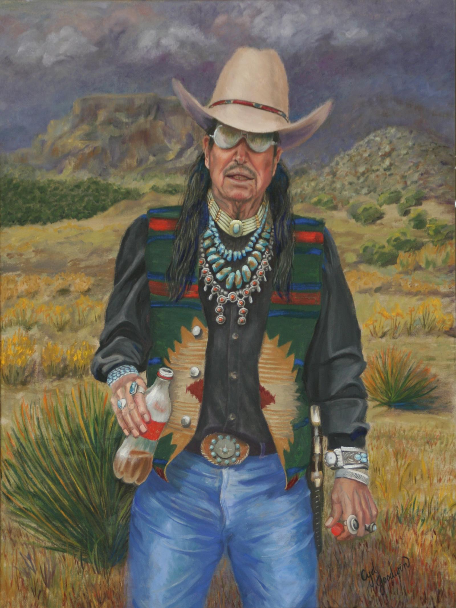 Native American Cowboy with hat, sunglasses and jewelry 