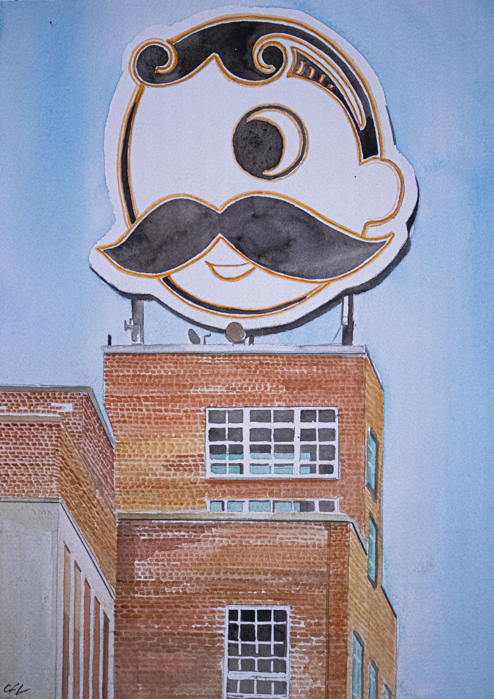 Original watercolor of the Iconic "Natty Boh" building in Baltimore MD