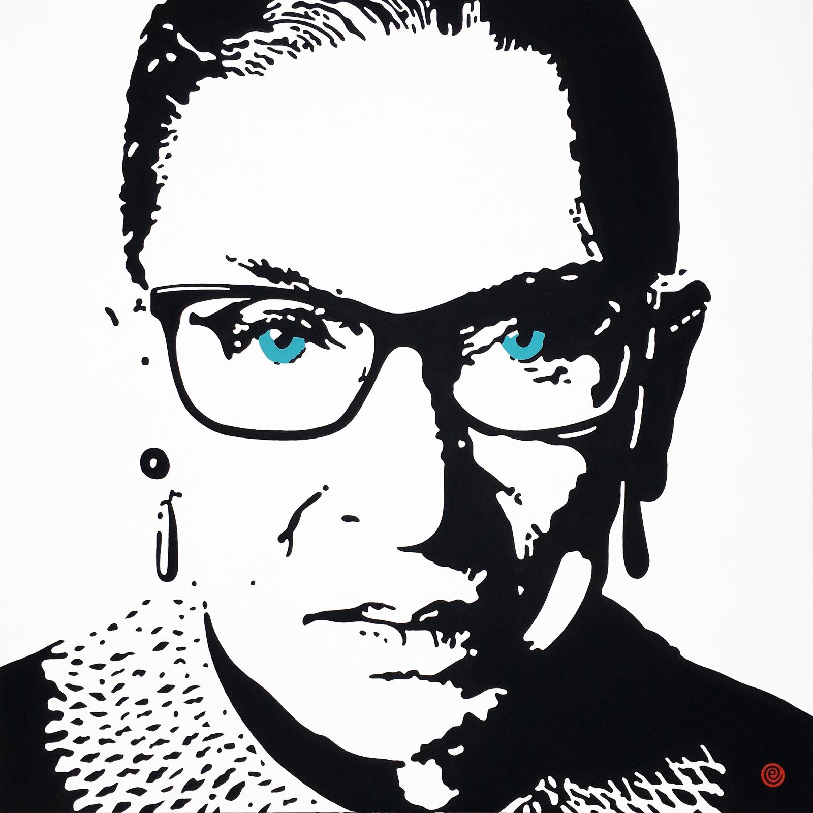 I do not know Ruth Bader Ginsburg but I stopped dead on my tracks recently when I heard her name on the news. I went straight to my studio and painted another portrait of her. My reaction was so strong because I thought that she had perished. Why did that feel like a punch in the gut then? It´s because I am aware of her reputation and dedication towards justice, equality and women´s rights. I was afraid that that would all perish with her given the actions of the current Government. A little time has passed, but unfortunately so has she now. I do wish she had been immortal, but at least she is notorious.
I paint portraits of people who have made an impact on me on our society. I use oil paints, but on my “BOLD Portraits” I also use a rare ULTRABLACK acrylic paint. It is the blackest black art paint in the world, it absorbs 99% of visible light.
I started to paint portraits with oil paints when I challenged myself to paint the two things that are most difficult for me: 1) faces and 2) oil paints. I painted "Icons of Icons" by adding gold leaf to the background, reminiscing religious icons. That evolved into "Gold Portraits" by swapping the oil for the background and the gold for the actual portrait.
The thing is that I always liked my paintings more earlier in the process, when they felt loose and light and relaxed. I decided to drop out most elements, like the gold and most colors. I was then able to achieve he undulating sketchy lines I was going after - without the painting looking unfinished - by going through the painting meticulously 3-4 times with a very small brush.
