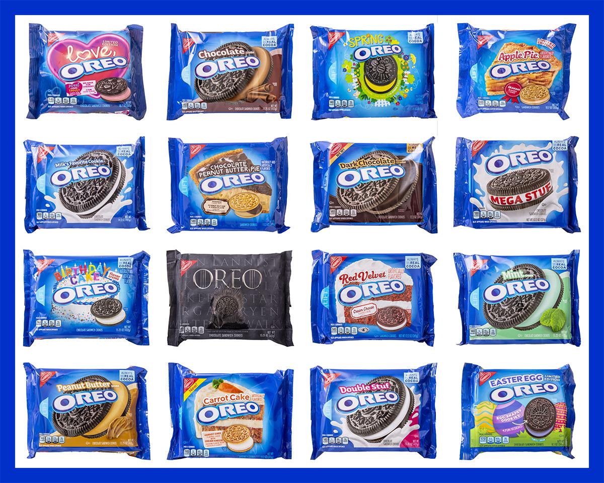 Quilt of 16 different Oreo Cookie Packages - archival pigment ink on cotton fabric with cotton batting