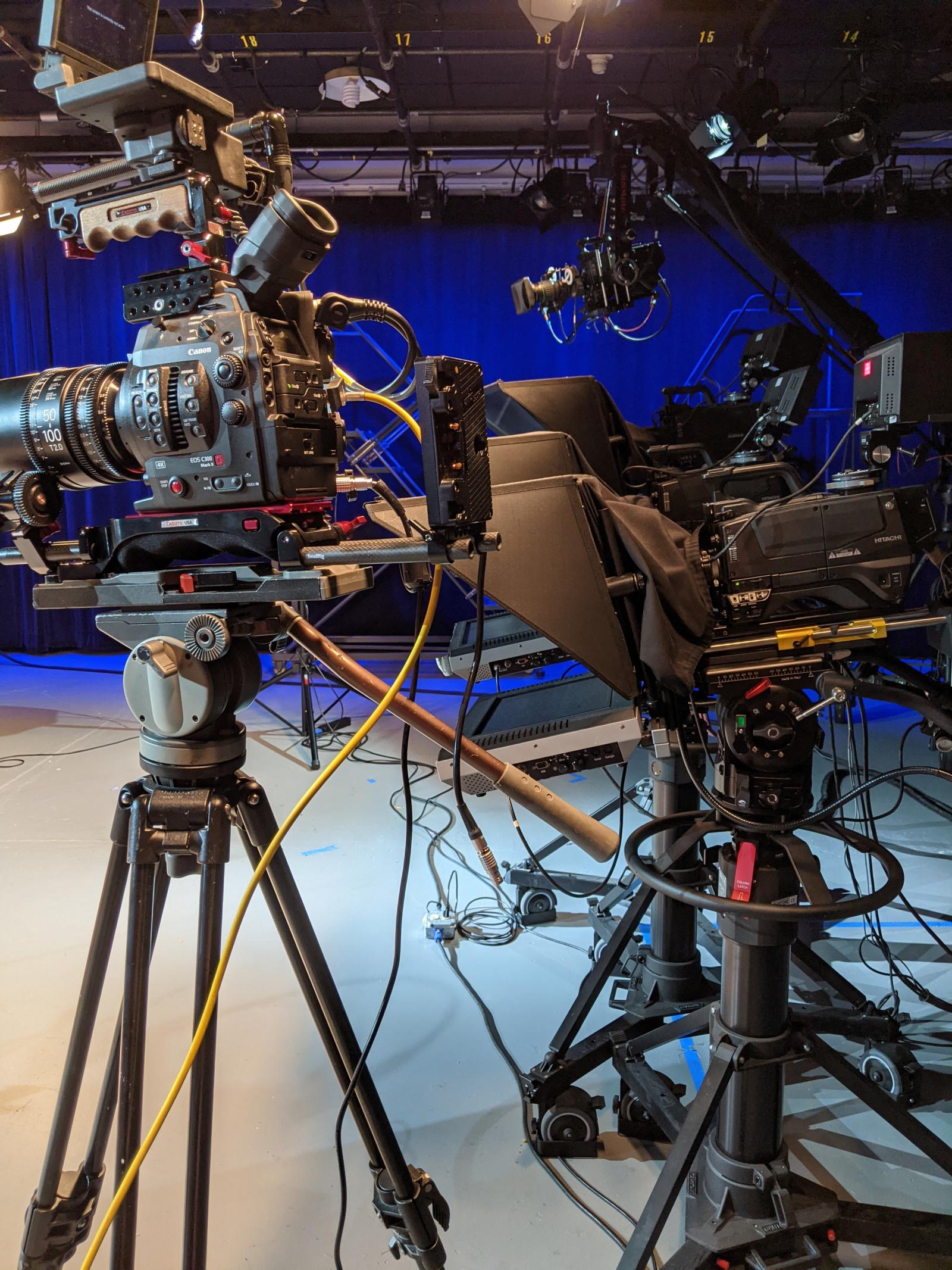 Preparing to shoot a new local band for exposure on community television.