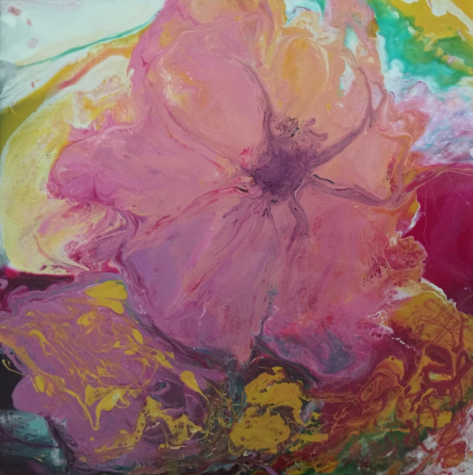 Peachy Pink is a resin art creation that appeals to the feminine side. It is brightly colored using the pouring method with tinted resin. This artwork comes ready to hang and is signed on the back so that you can turn it to any side when you hang it.
