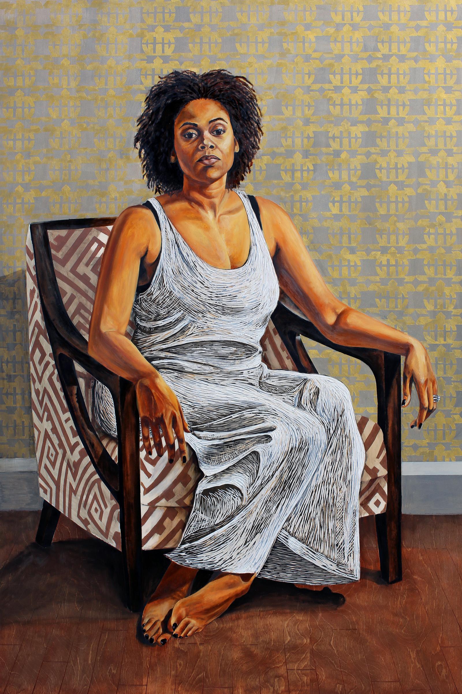 Portrait of a Mother is a mixed media self-portrait from my Salt of the Earth Series.  Inspired by the biblical scripture Matthew 5:13, this series explored the personification of Black women as salt and their role as preservers of family culture and community