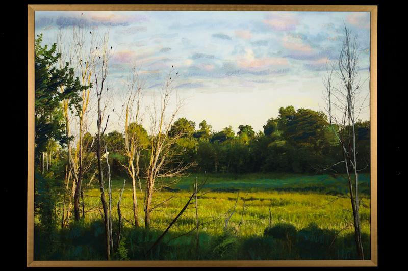 crayon, pastel, mixed media on photograph