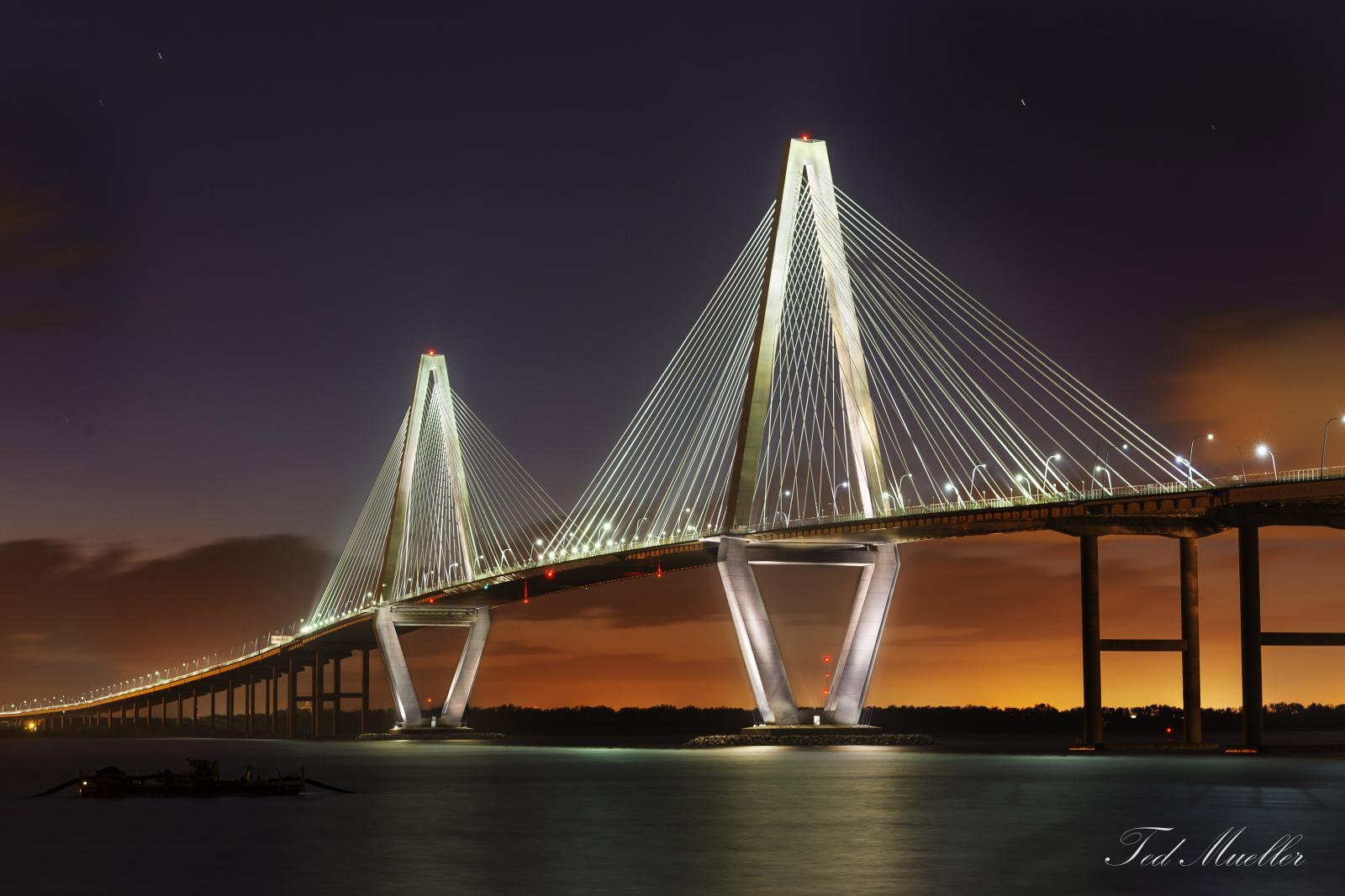Ravenal Bridge South Carolina at sunset