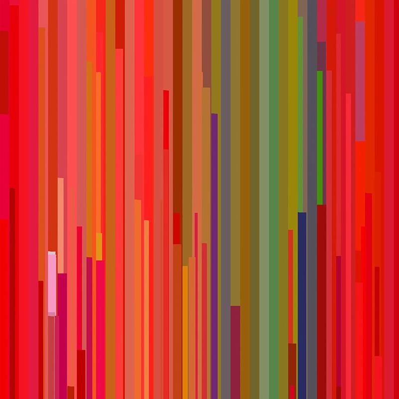This piece is based on a quilt block that Staci designed and. created. Bill photographed the block and then manipulated the digital image to create the final piece. The image is printed on high-gloss aluminum .