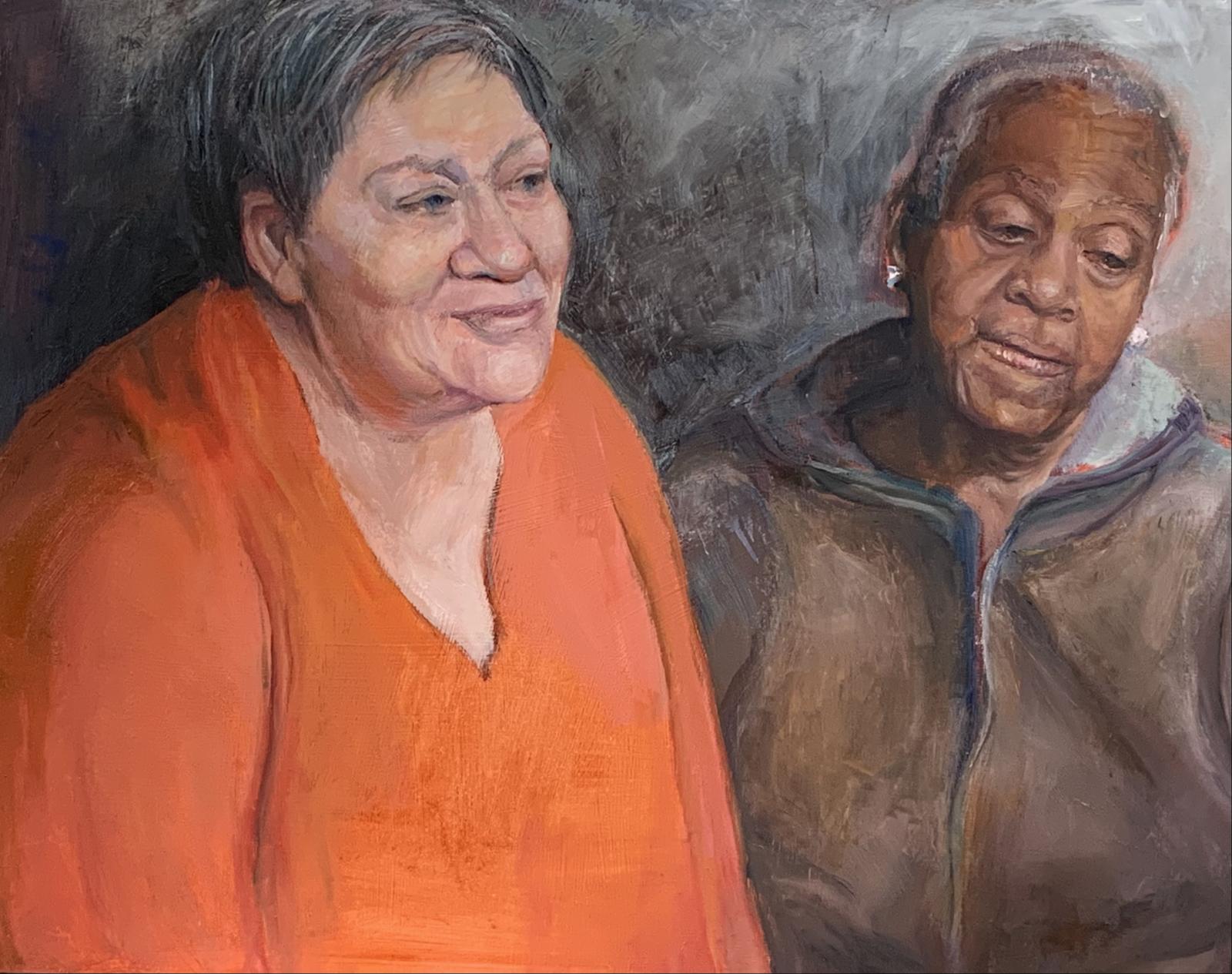 A couple of years ago I taught an art workshop at a Interfaith Works in Rockville, MD. I was able to take photos of several women who were residents. I wanted to show the dignity and hint at the life stories of these women. 